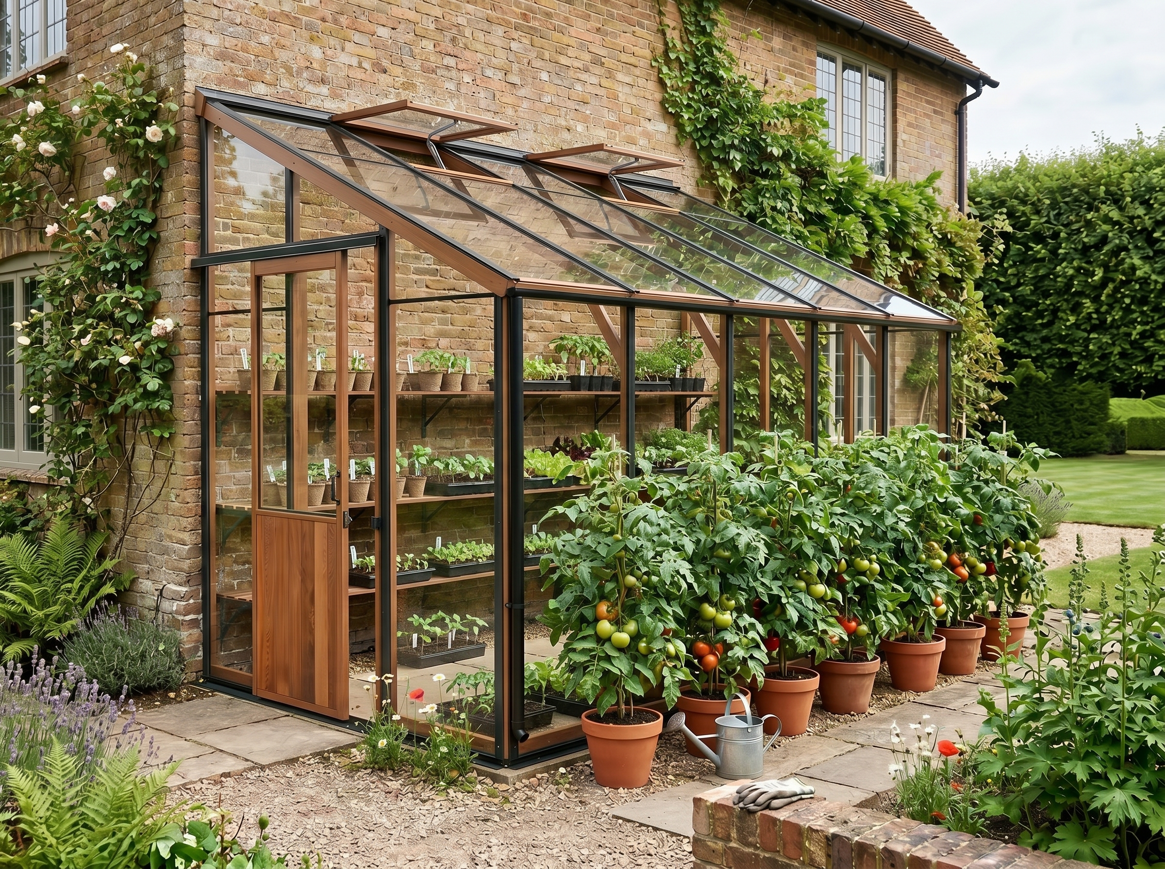 Wooden Lean-to greenhouses