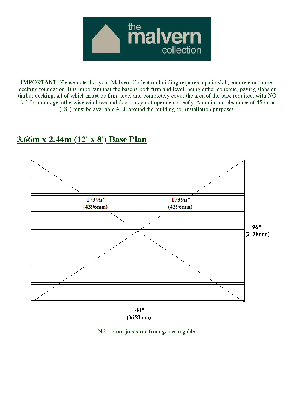 Instructions file Pavilion | Pent | Flat 12x8 Base Dimensions