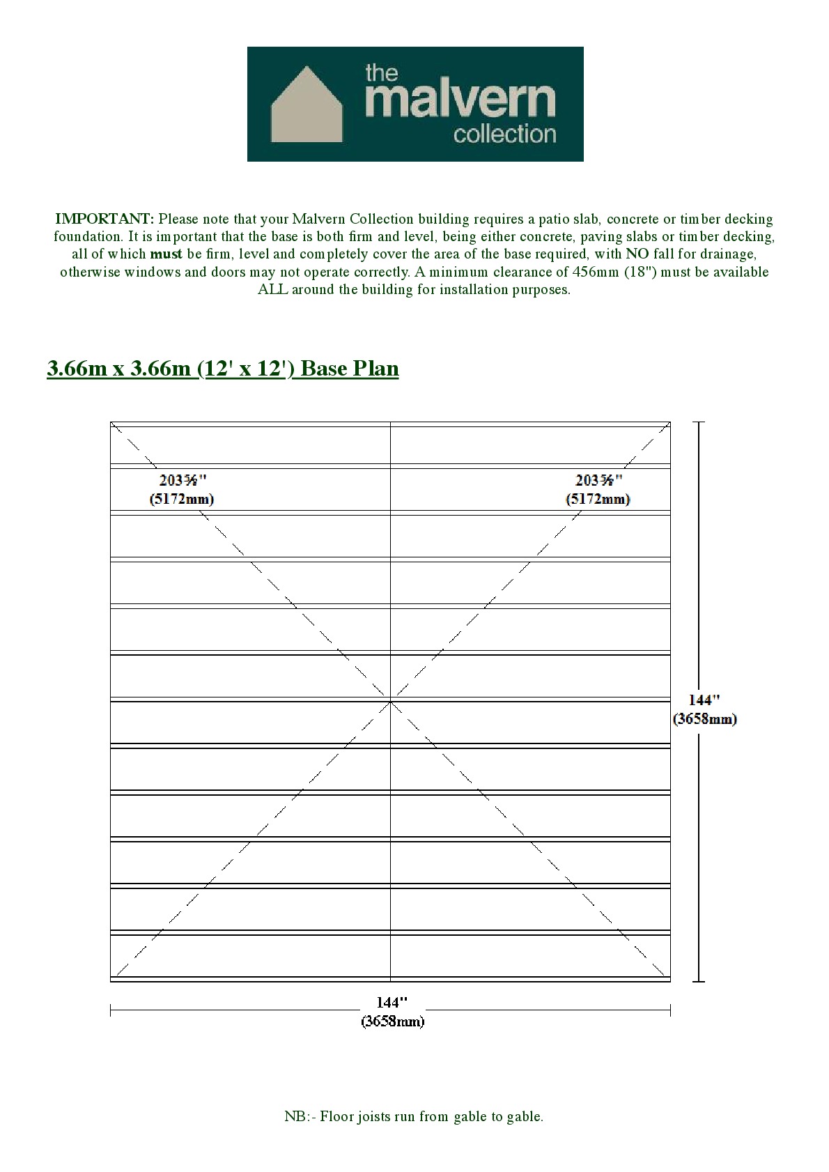 Instructions file Pavilion | Pent | Flat 12x12 Base Dimensions