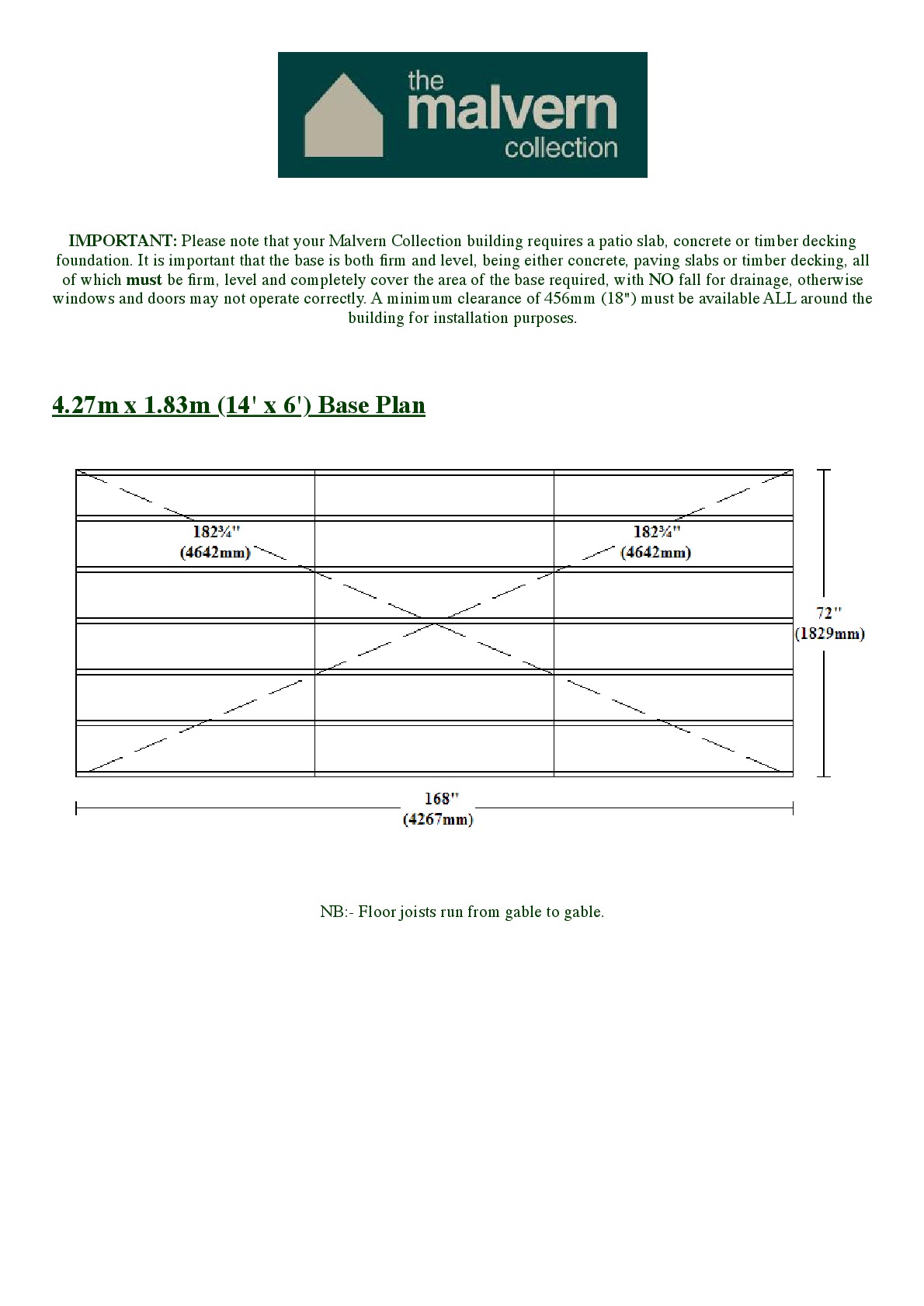 Instructions file Pavilion | Pent | Flat 14x6 Base Dimensions