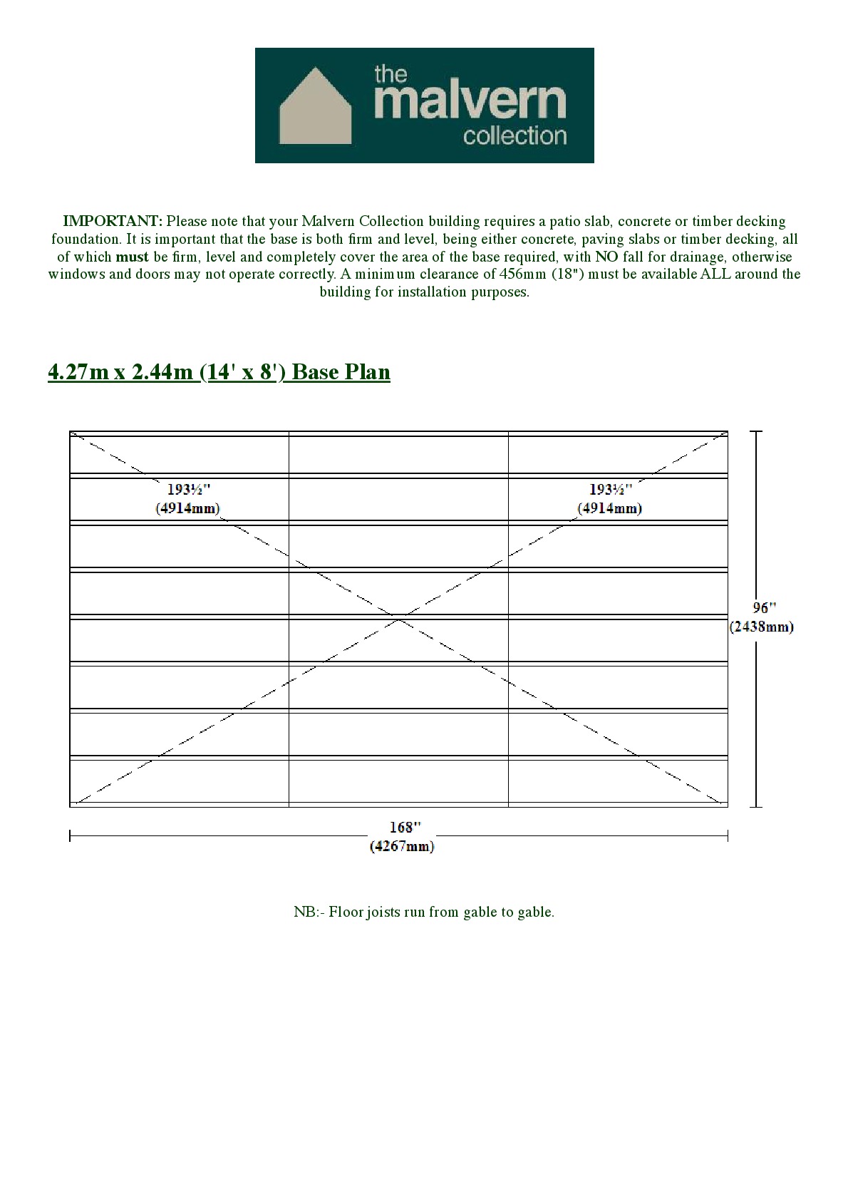 Instructions file Pavilion | Pent | Flat 14x8 Base Dimensions