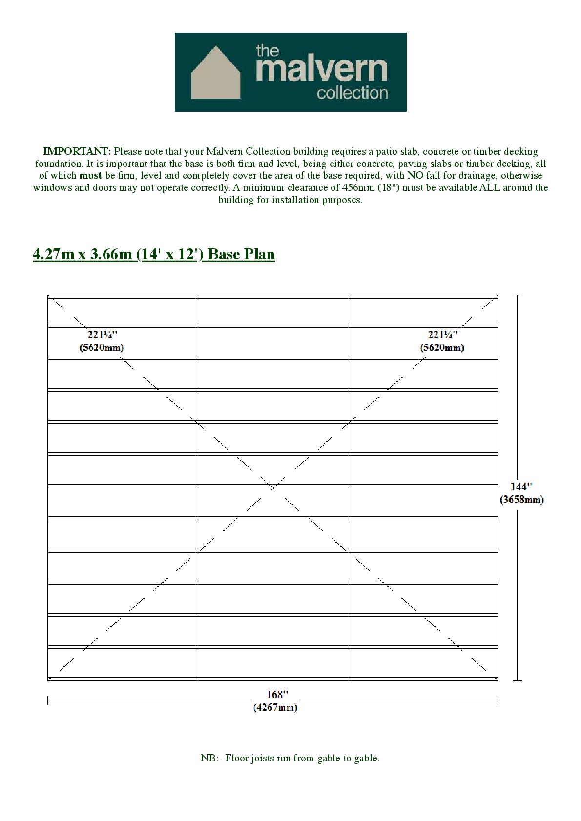 Instructions file Pavilion | Pent | Flat 14x12 Base Dimensions