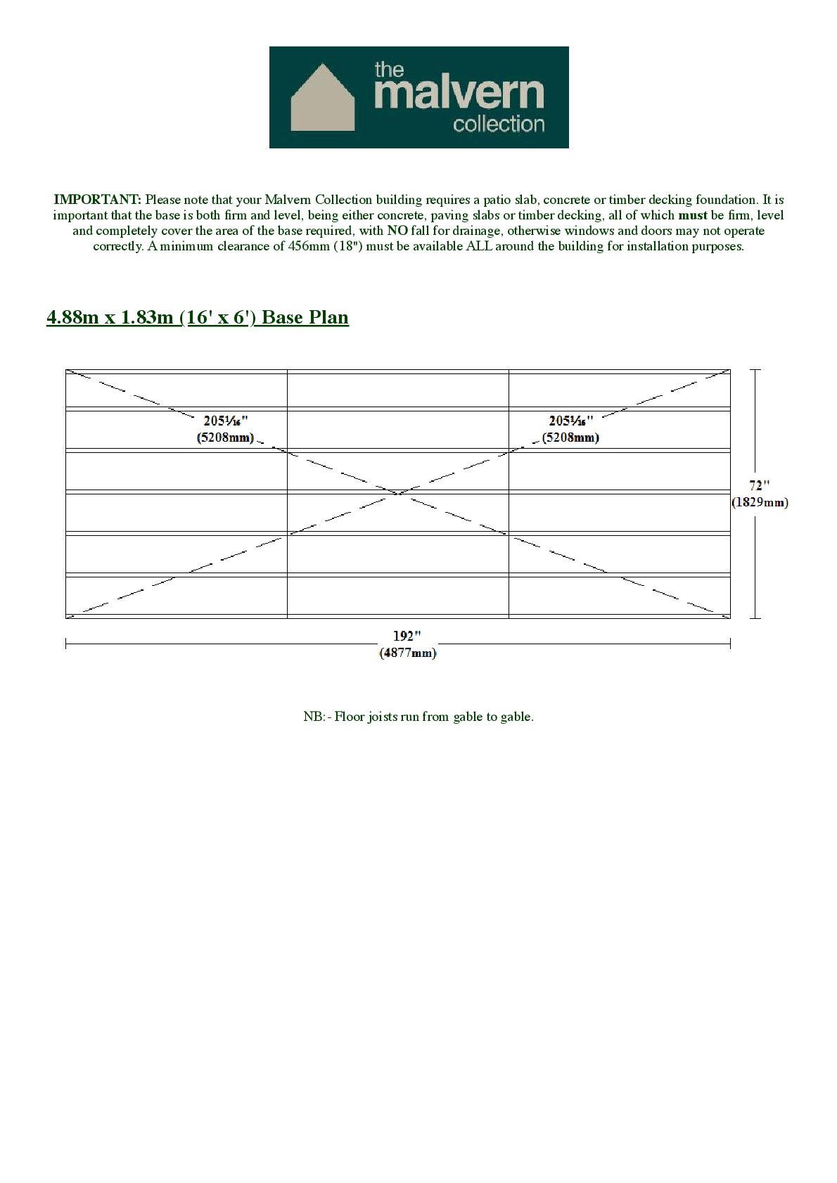 Instructions file Pavilion | Pent | Flat 16x6 Base Dimensions