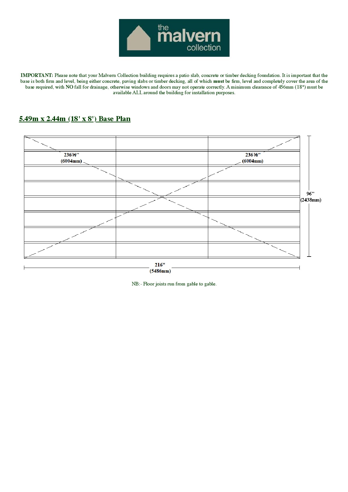 Instructions file Pavilion | Pent | Flat 18x8 Base Dimensions