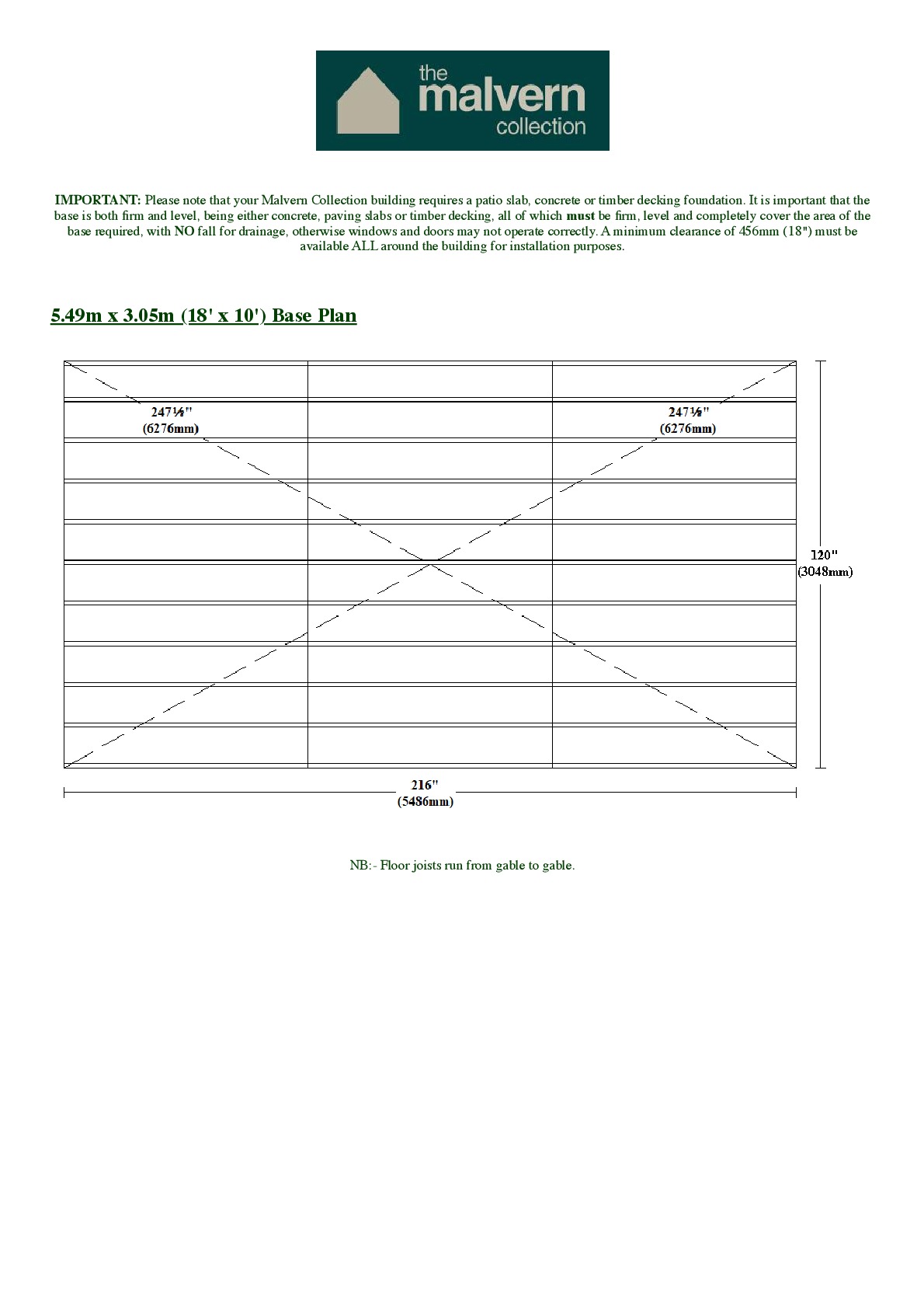 Instructions file Pavilion | Pent | Flat 18x10 Base Dimensions
