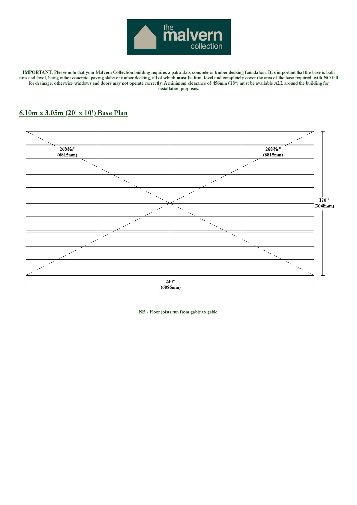 Instructions file Pavilion | Pent | Flat 20x10 Base Dimensions