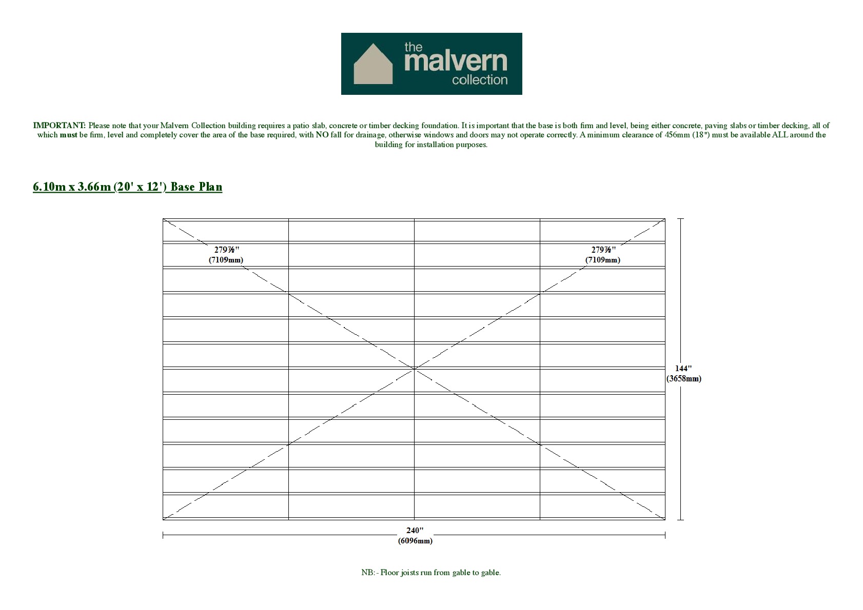 Instructions file Pavilion | Pent | Flat 20x12 Base Dimensions