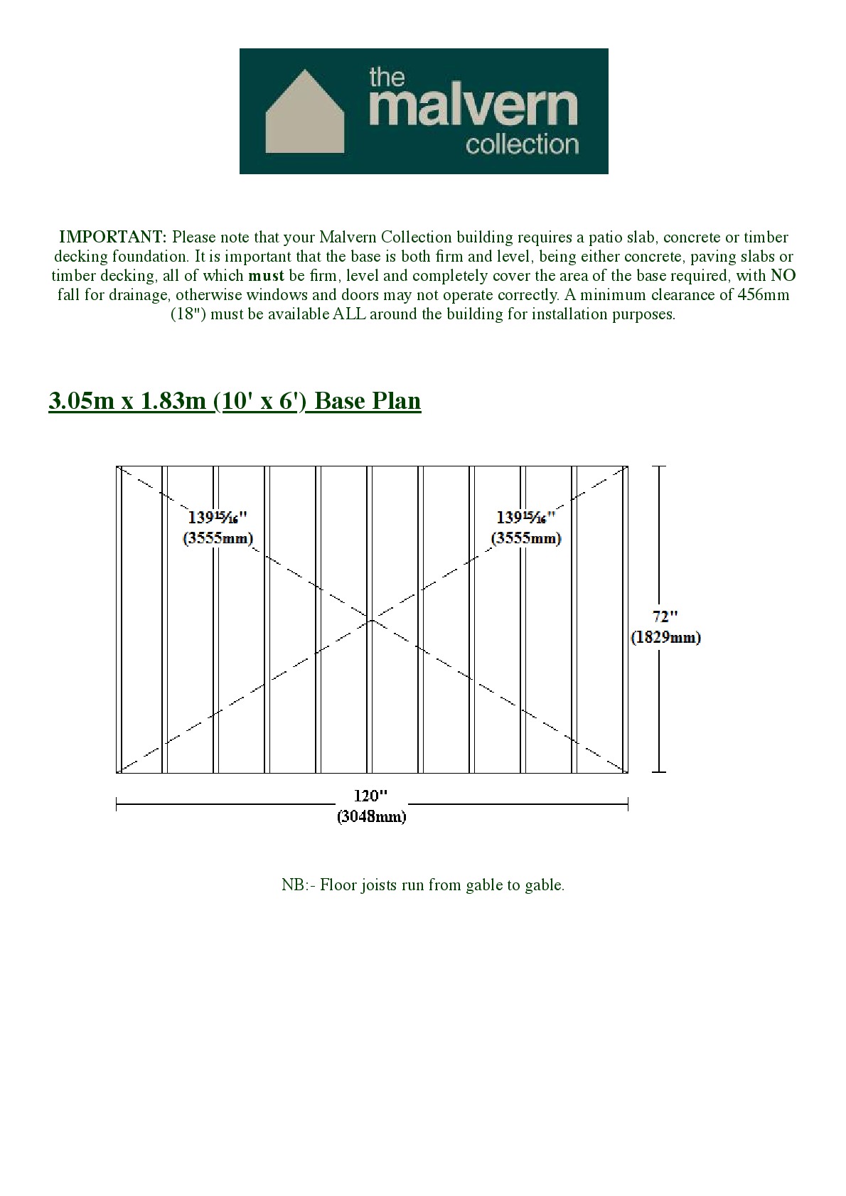 Instructions file 6x10 Apex Shed Base Dimensions
