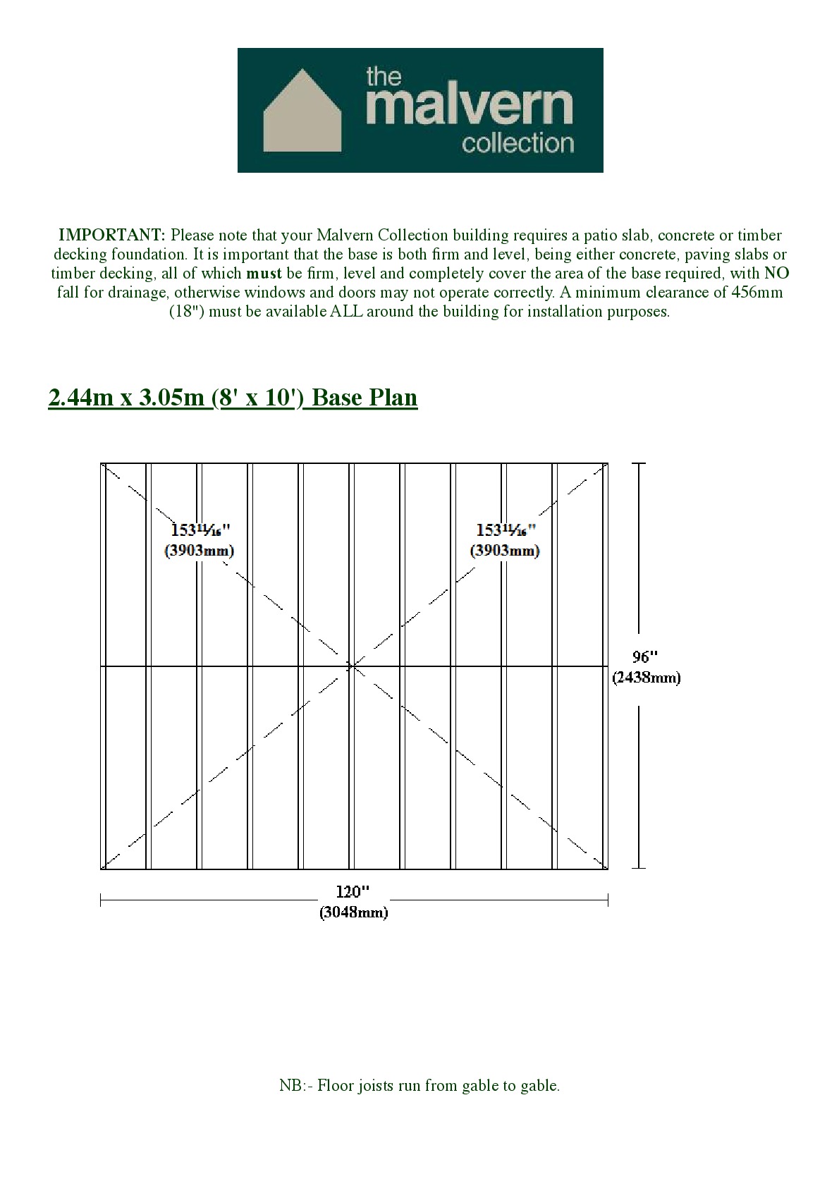 Instructions file 8x10 Apex Shed Base Dimensions