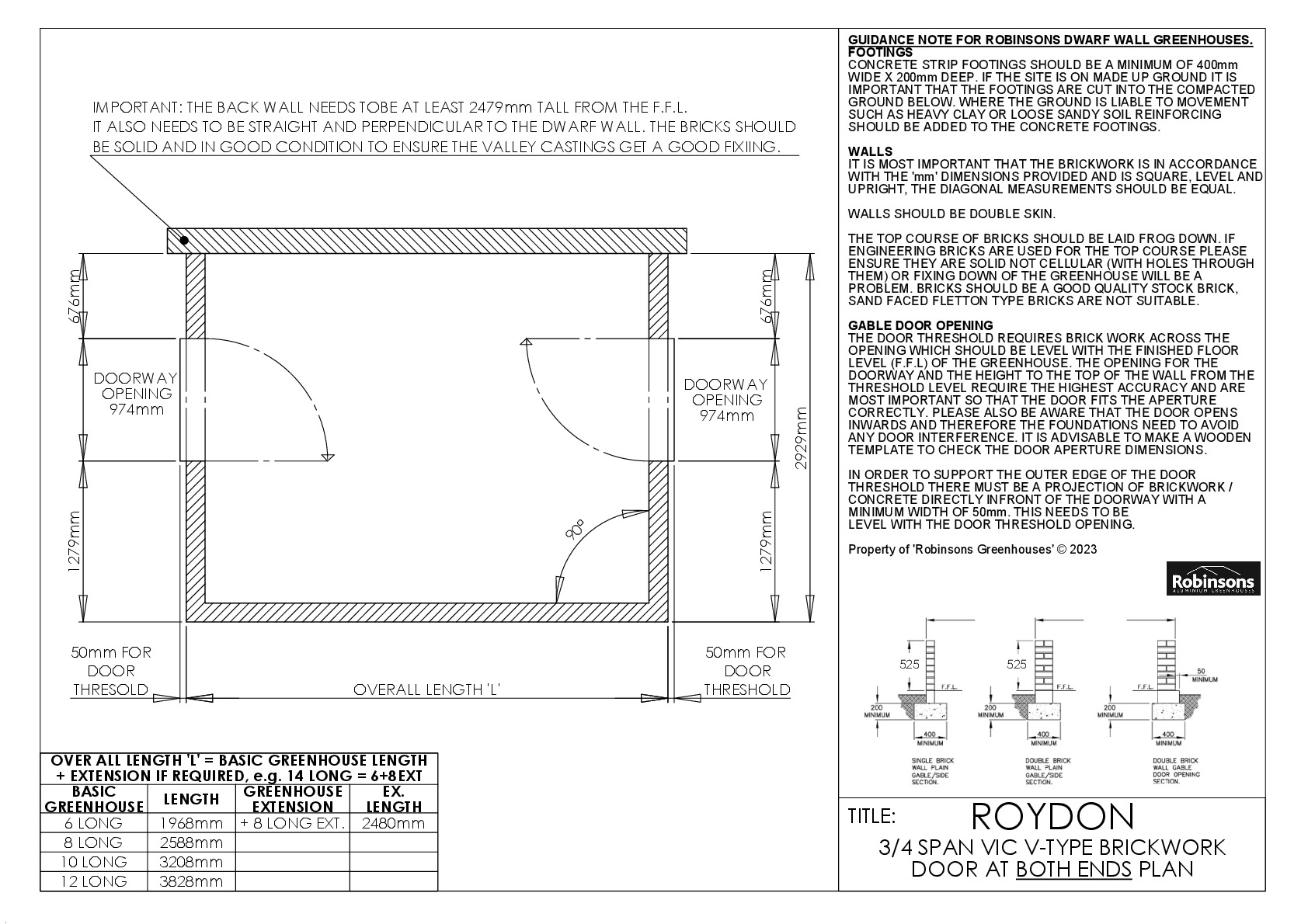 Instructions file Roydon Wall Plan DOOR AT BOTH ENDS