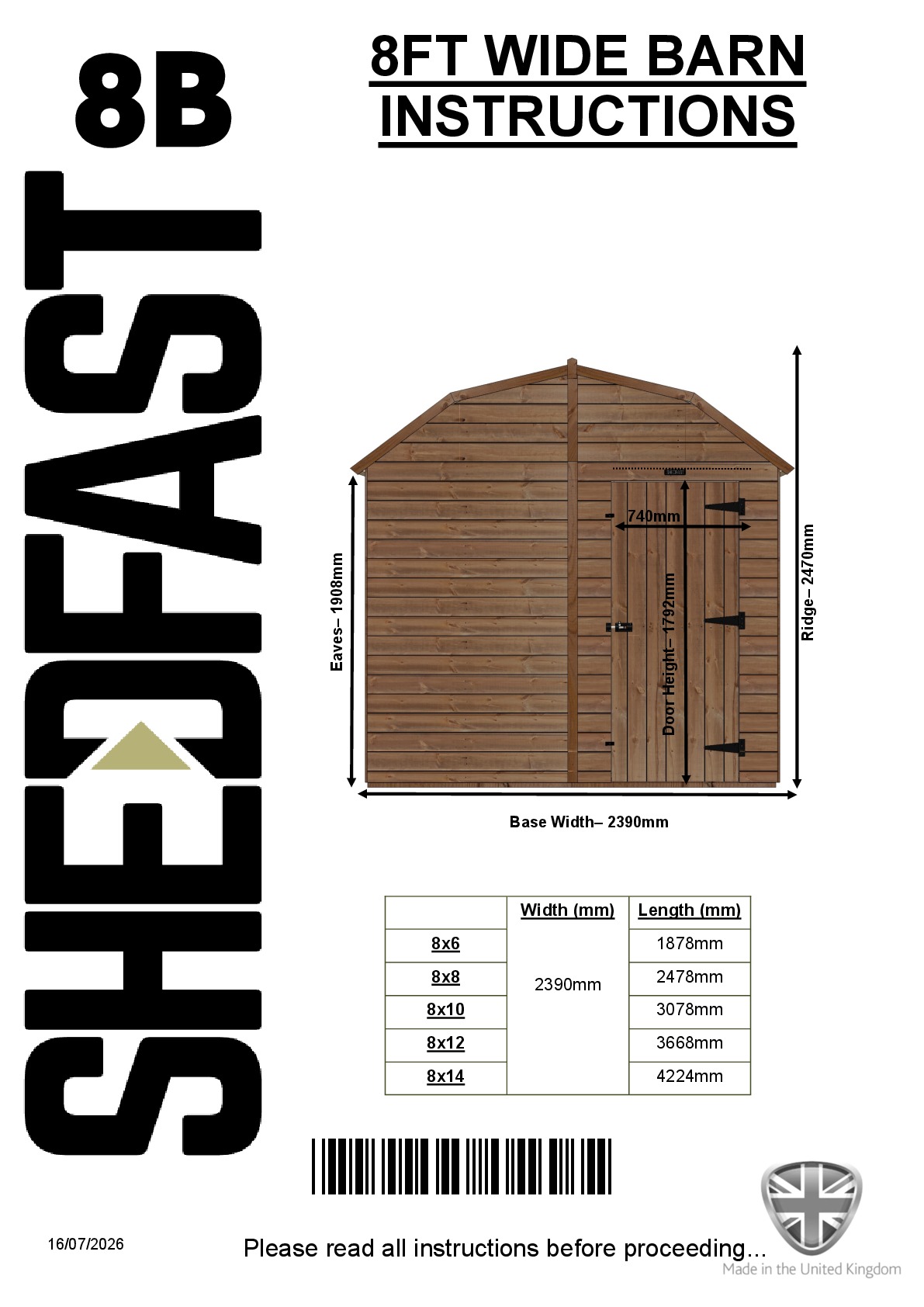 Instructions file 8ft Shedfast Barn Instructions 