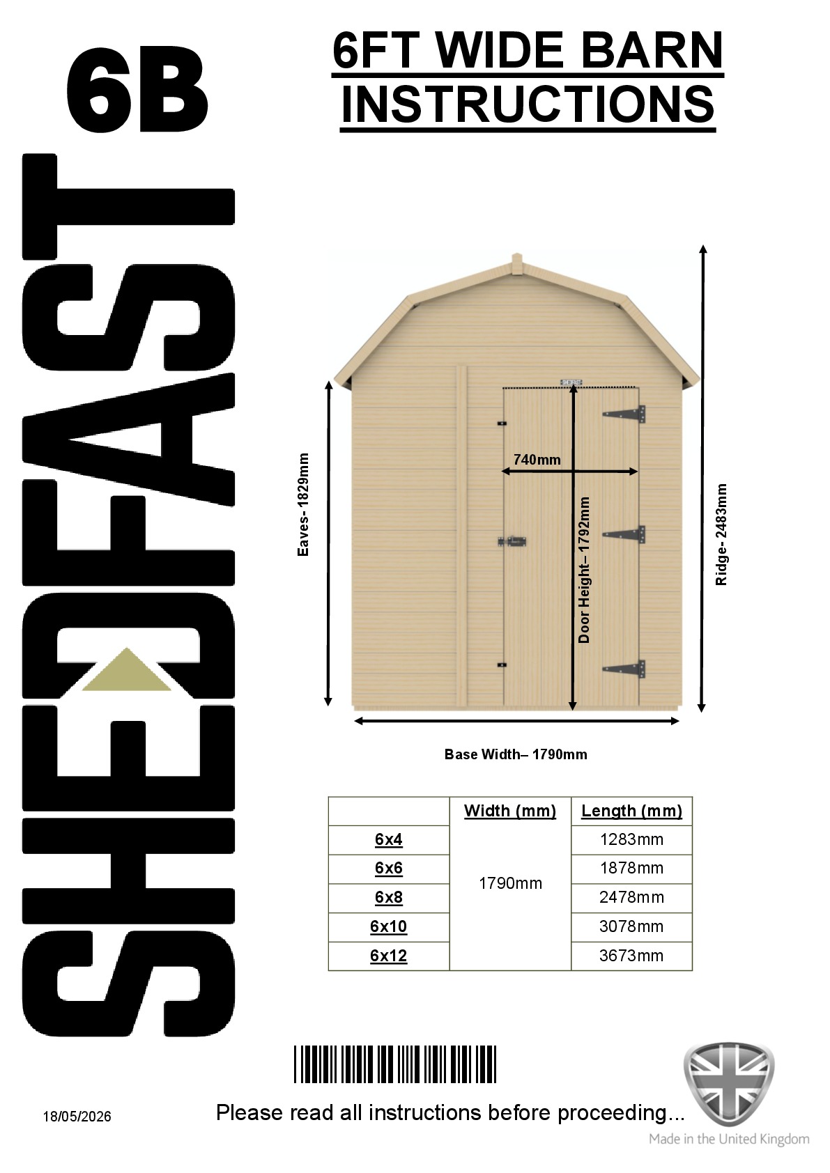 Instructions file 6ft Shedfast Barn Instructions 