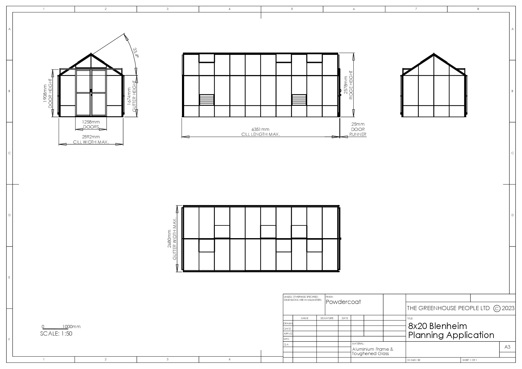 Instructions file 8 x 20 Hercules Blenheim Dimensions 