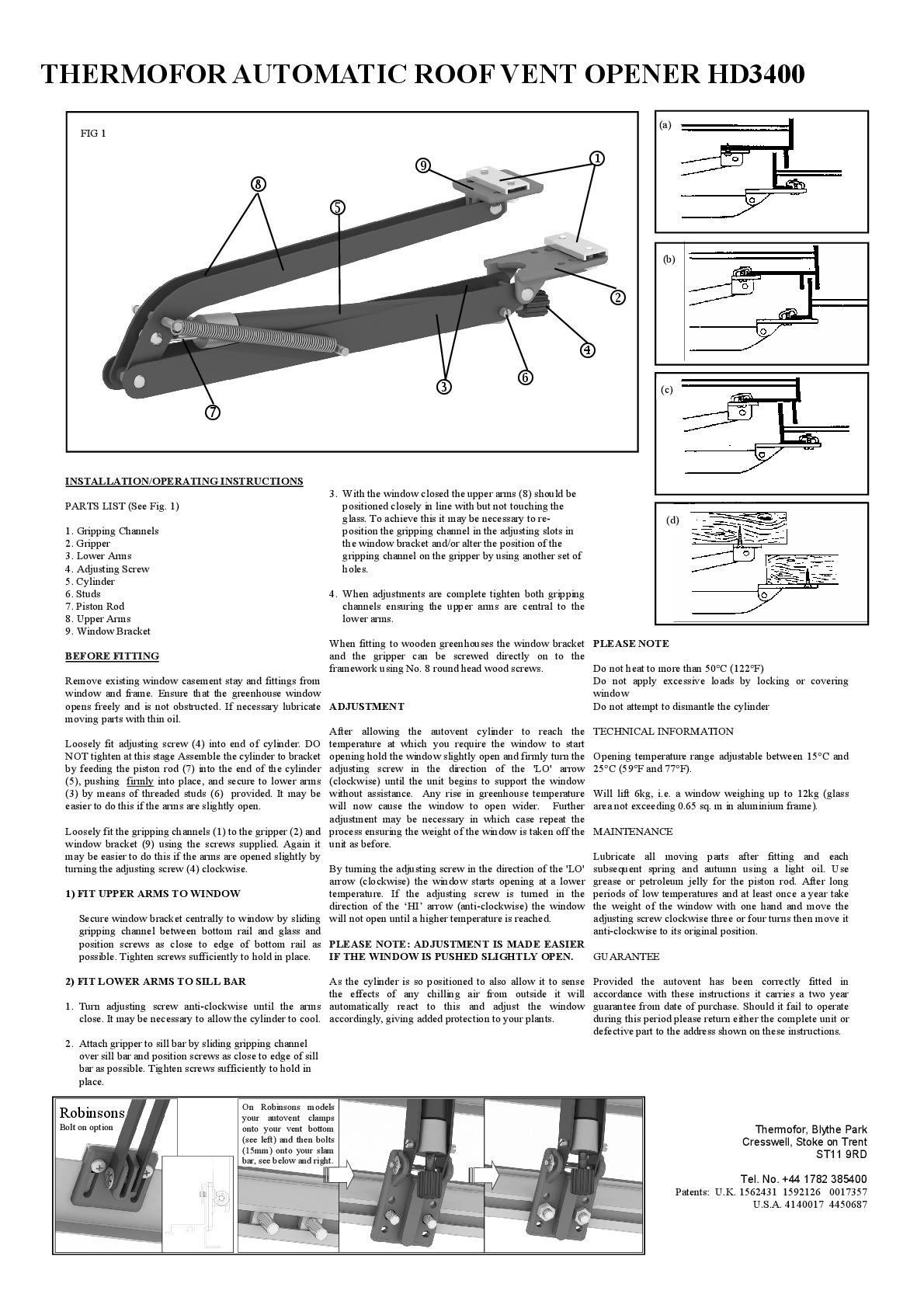 Instructions file Thermofor Double Arm instructions