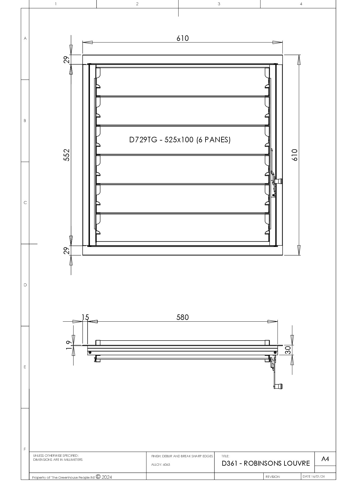 Instructions file D361 - Robinsons Louvre Dimensions 