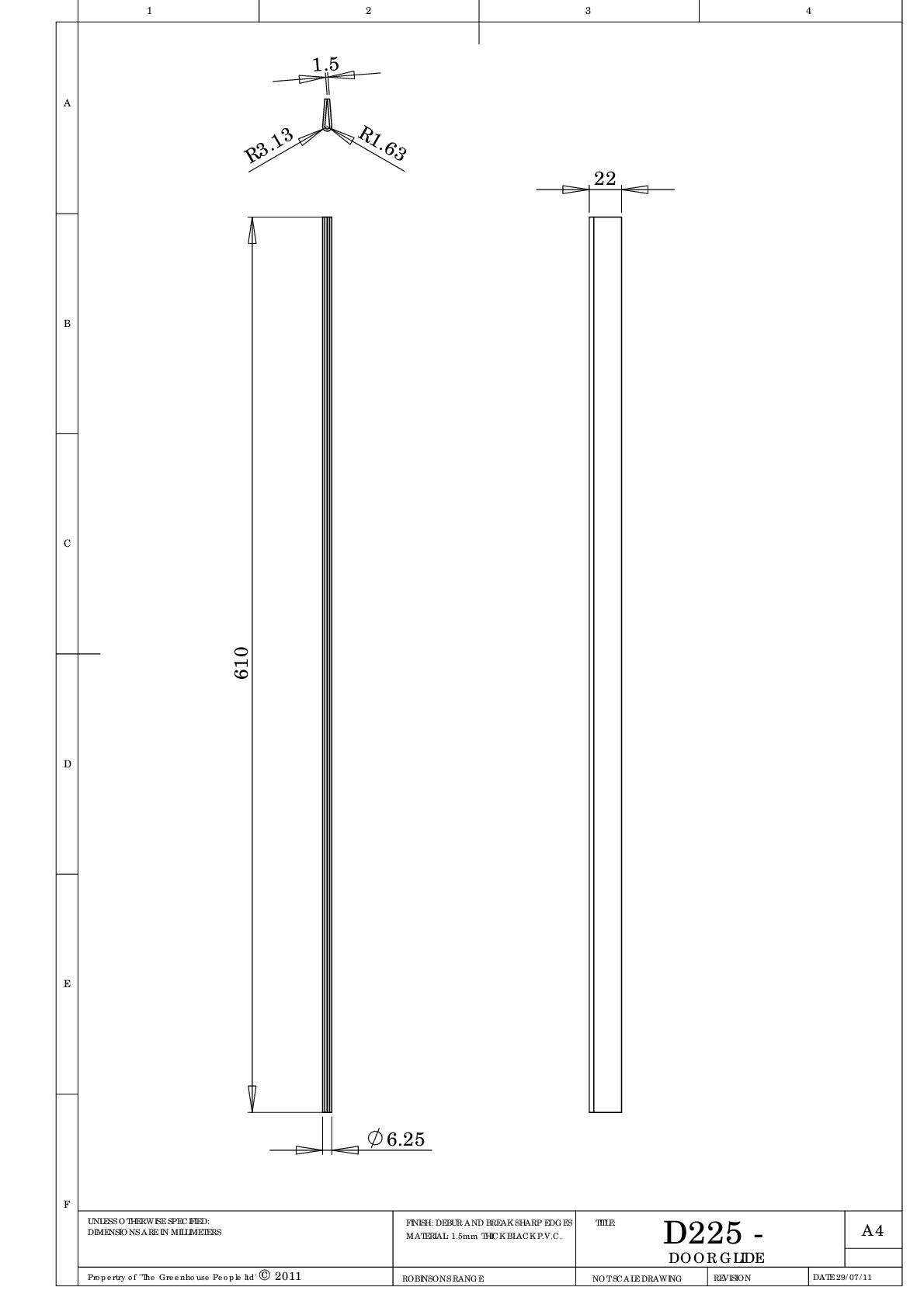 Instructions file D225 Dimensions