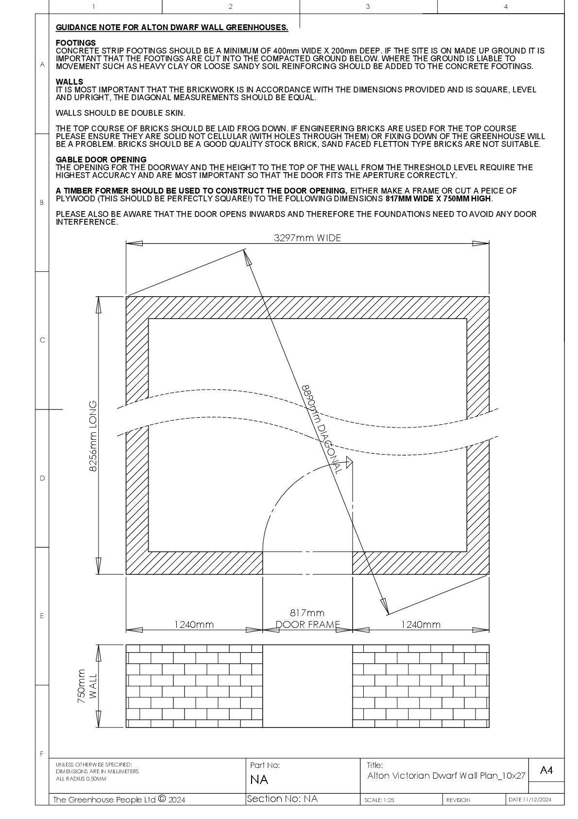Instructions file Alton Victorian Dwarf Wall Plan_10x27_Oakham Brickwork	