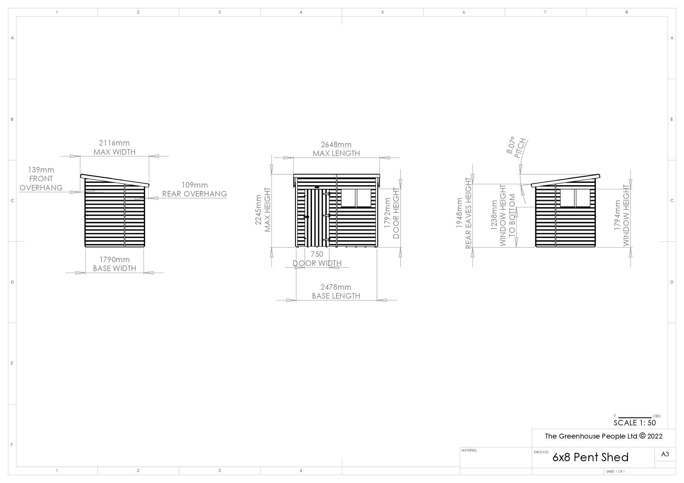 Instructions file 6 x 8 Pent Shed Dimensions