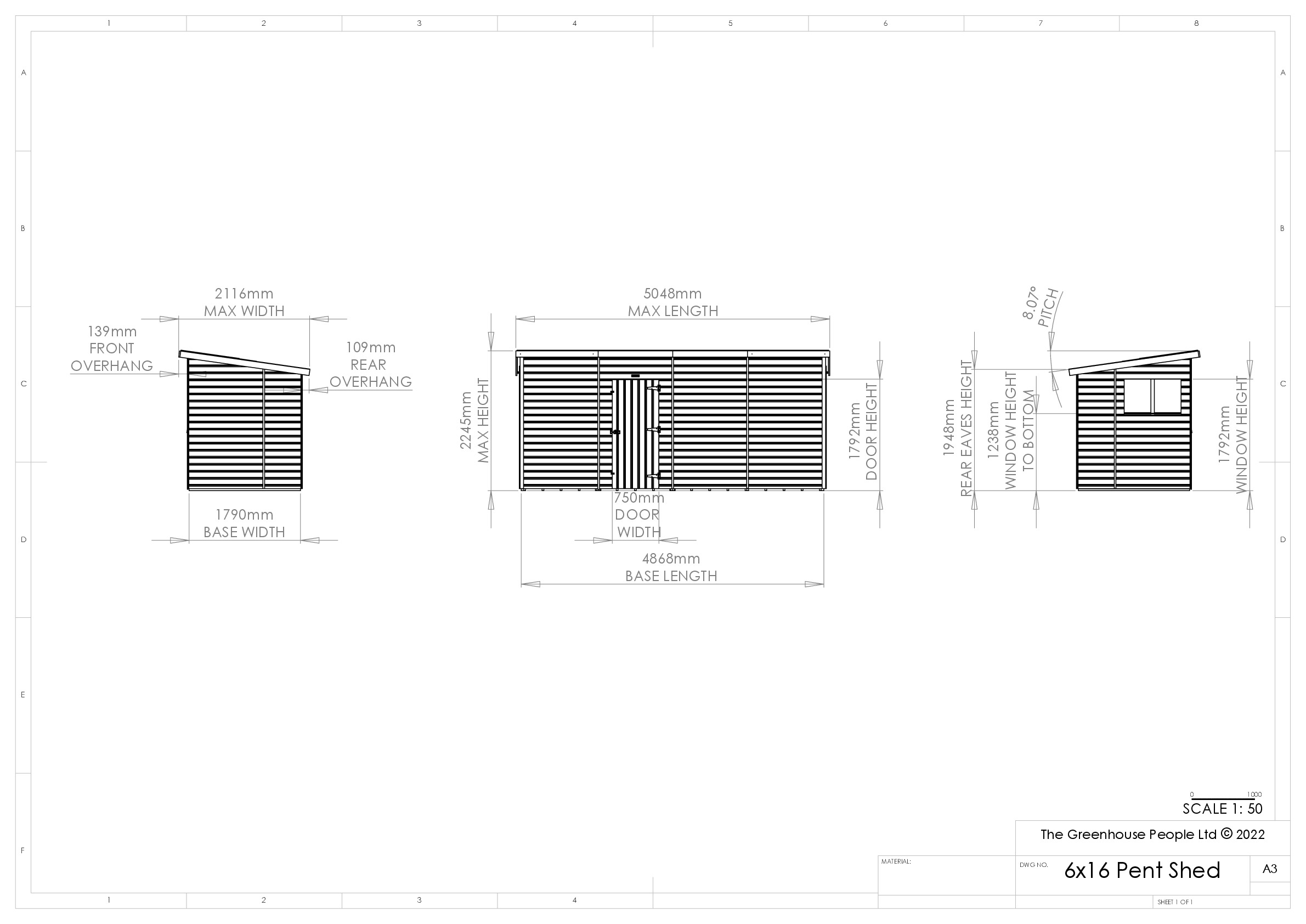 Instructions file 6 x 16 Pent Shed Dimensions