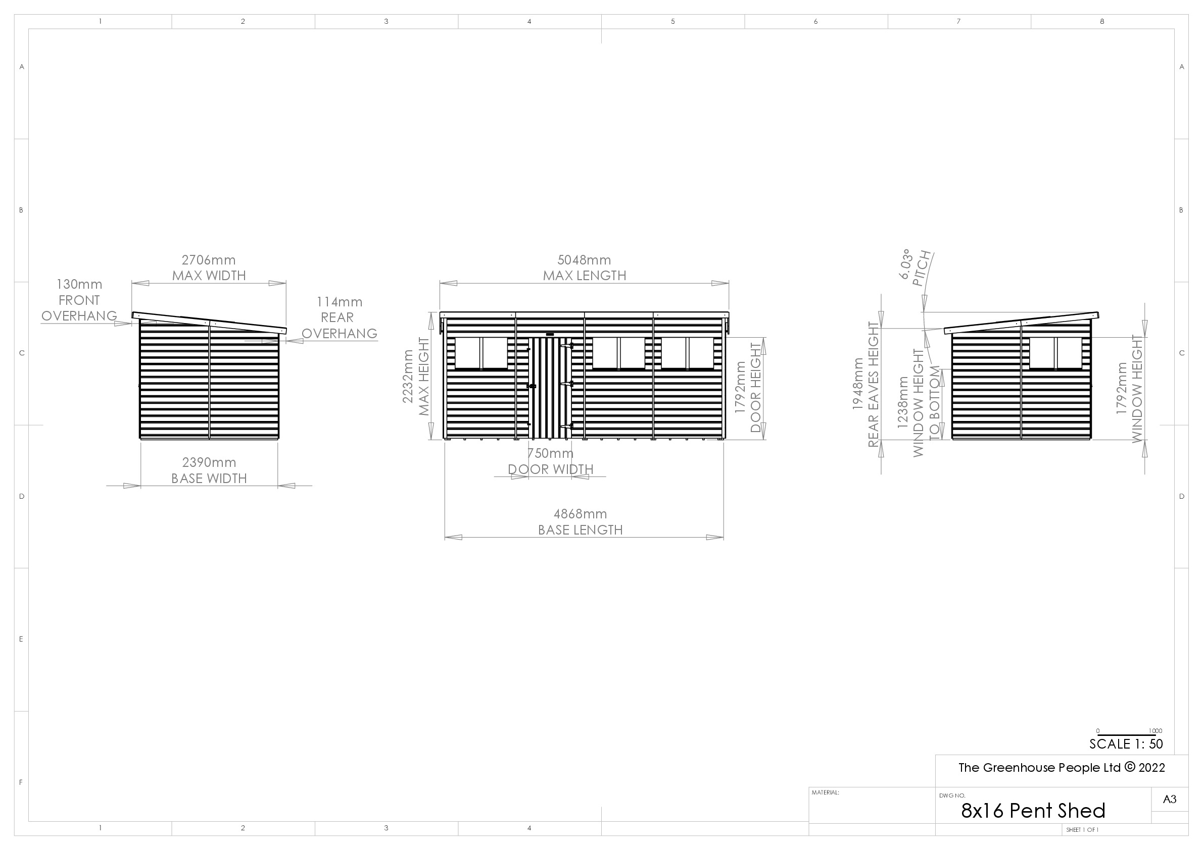 Instructions file 8 x 16 Pent Shed Dimensions