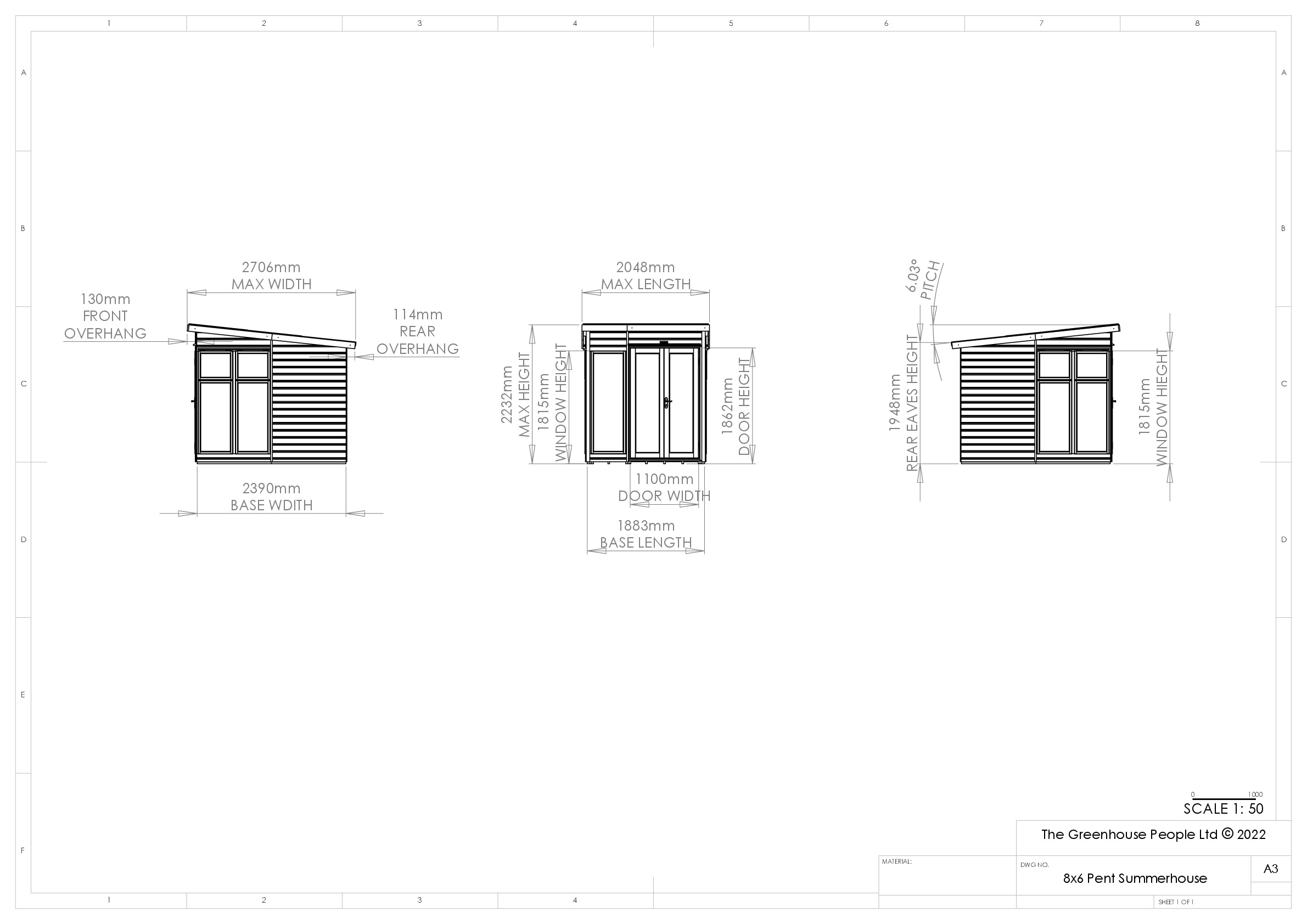 Instructions file 8 x 6 Pent Summerhouse Dimensions