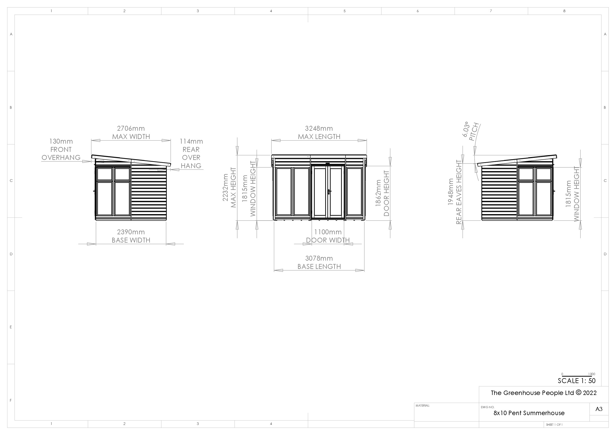 Instructions file 8 x 10 Pent Summerhouse Dimensions