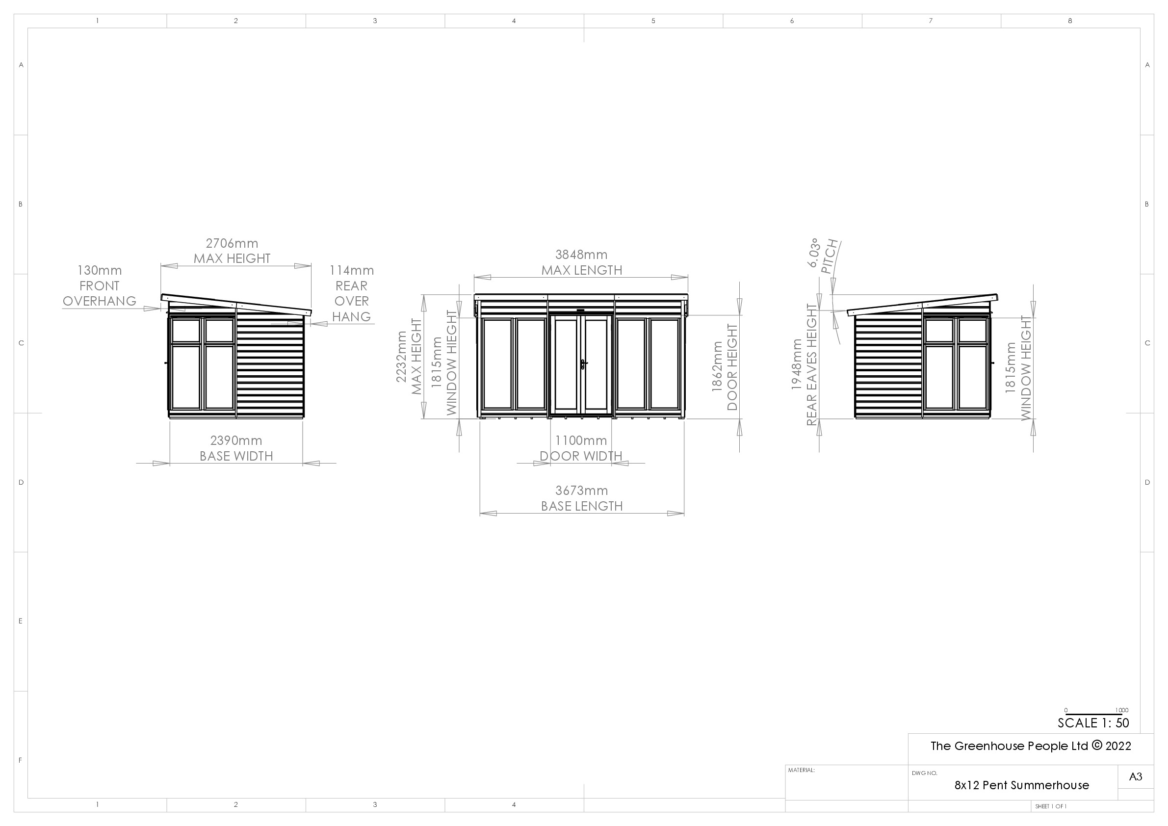 Instructions file 8 x 12 Pent Summerhouse Dimensions