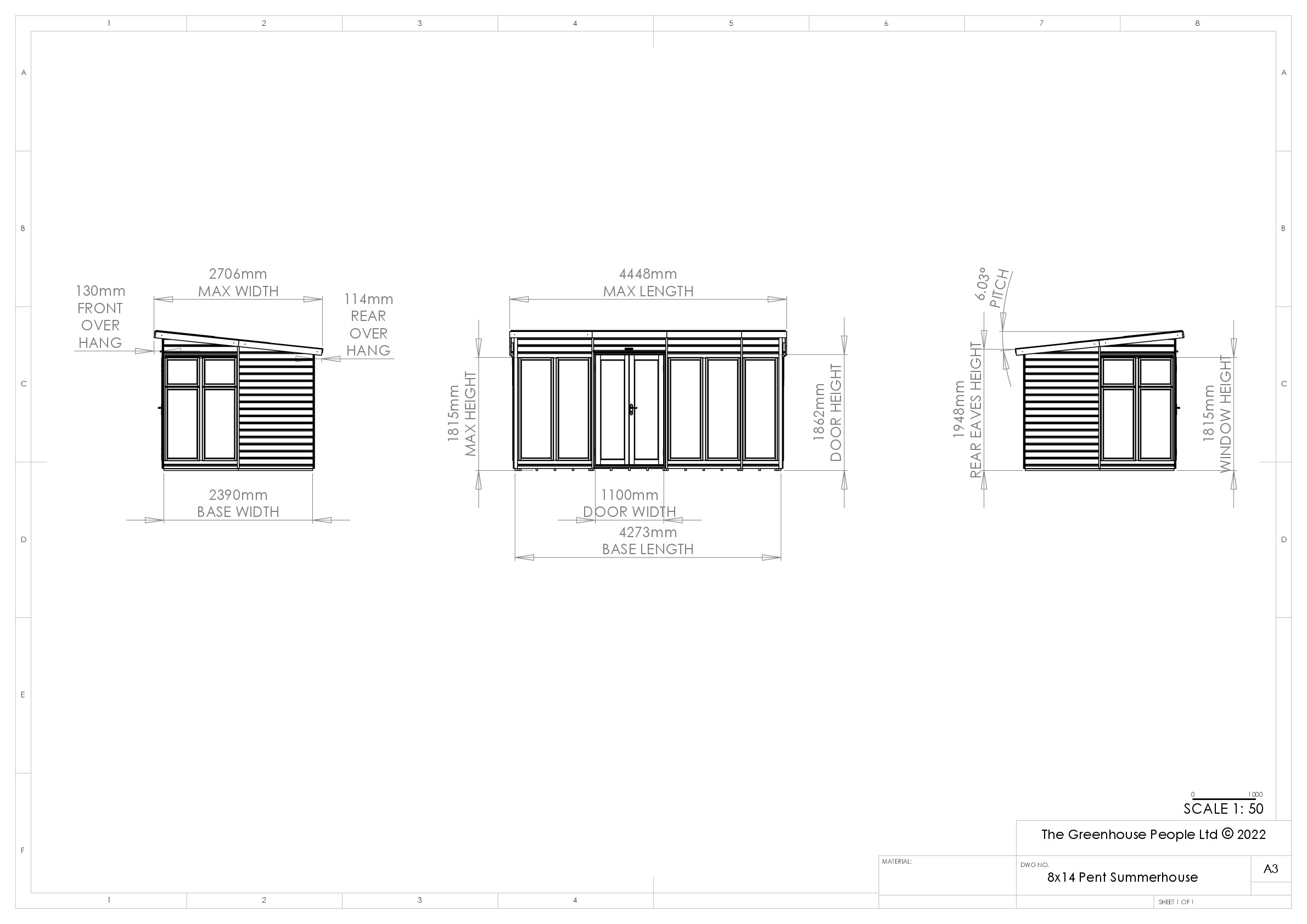 Instructions file 8 x 14 Pent Summerhouse Dimensions