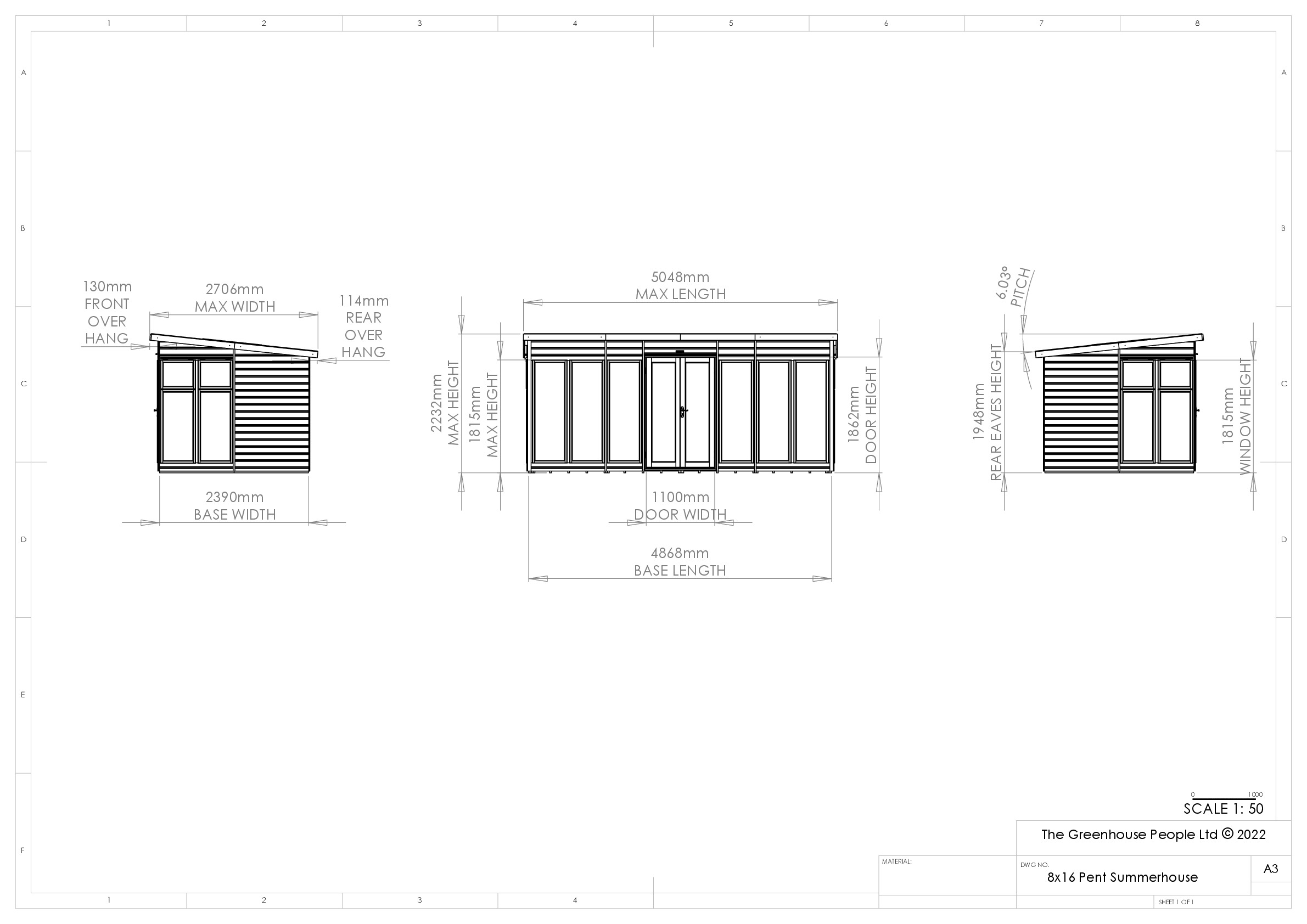 Instructions file 8 x 16 Pent Summerhouse Dimensions