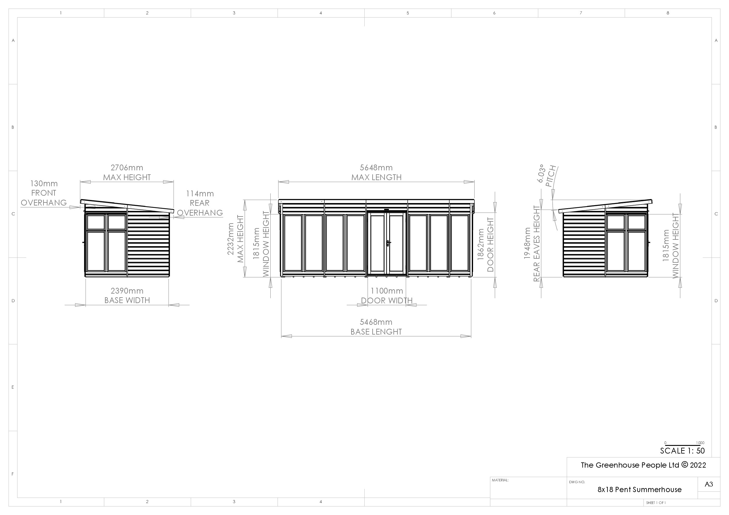 Instructions file 8 x 18 Pent Summerhouse Dimensions