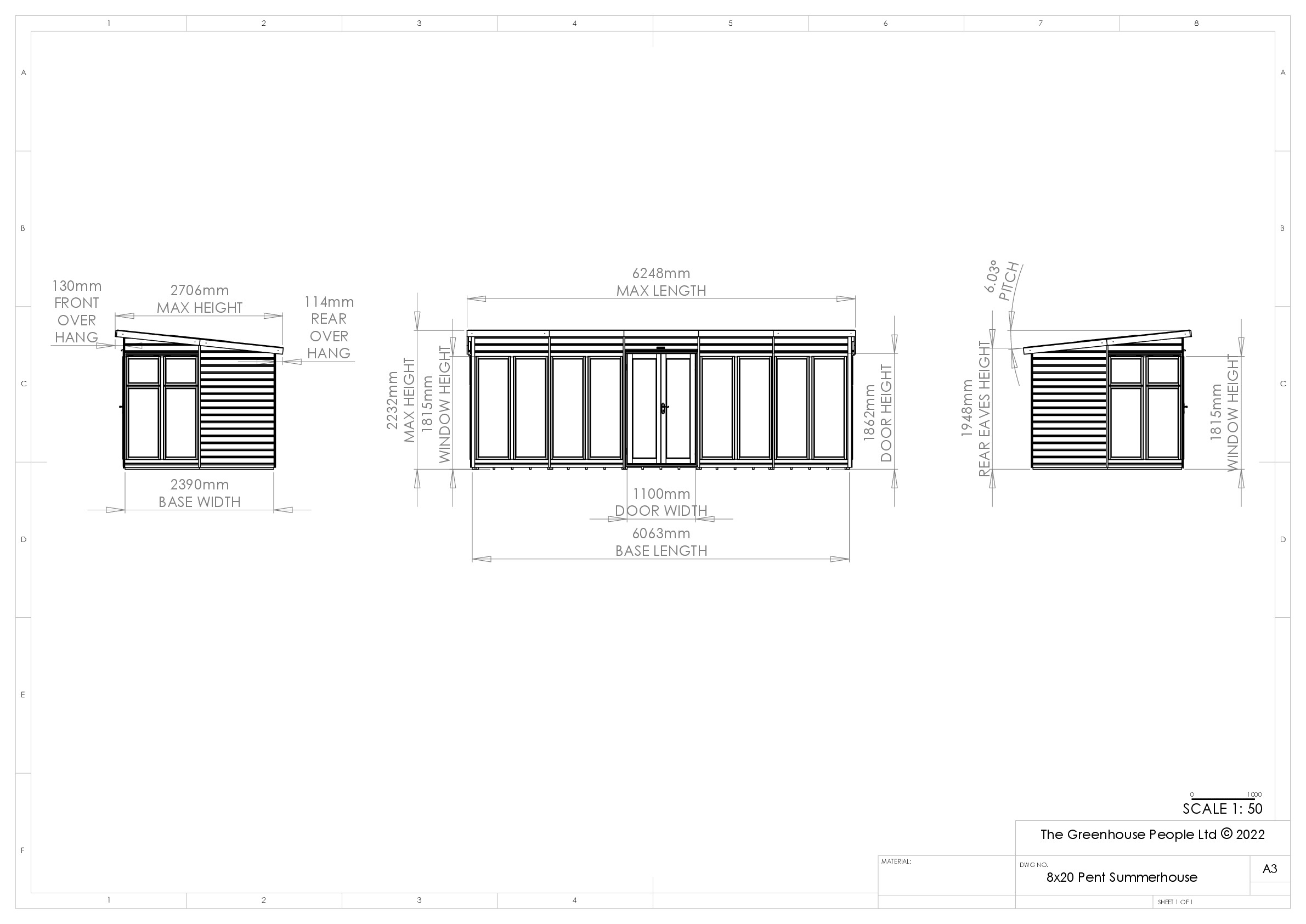 Instructions file 8 x 20 Pent Summerhouse Dimensions