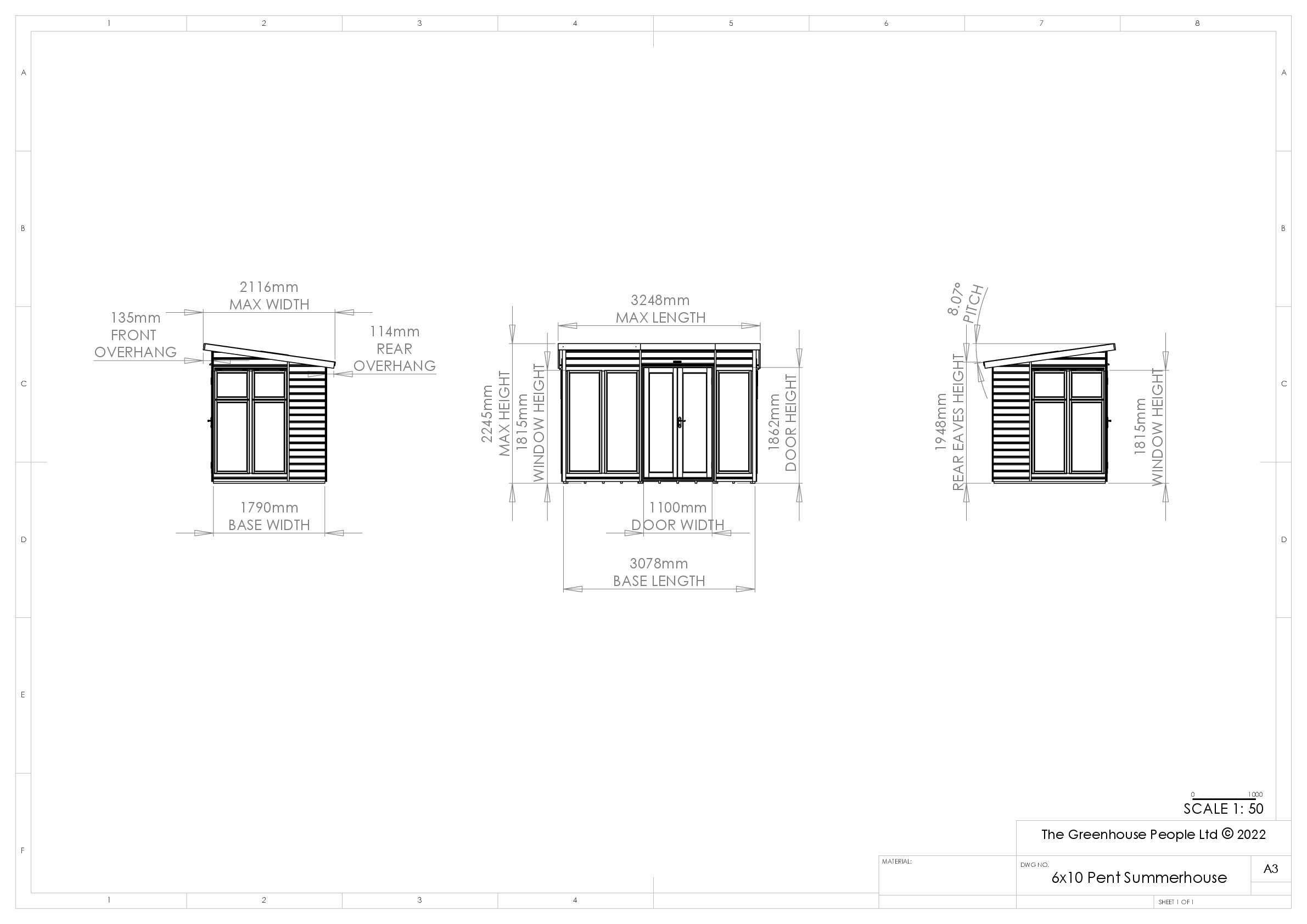 Instructions file 6 x 10 Pent Summerhouse Dimensions