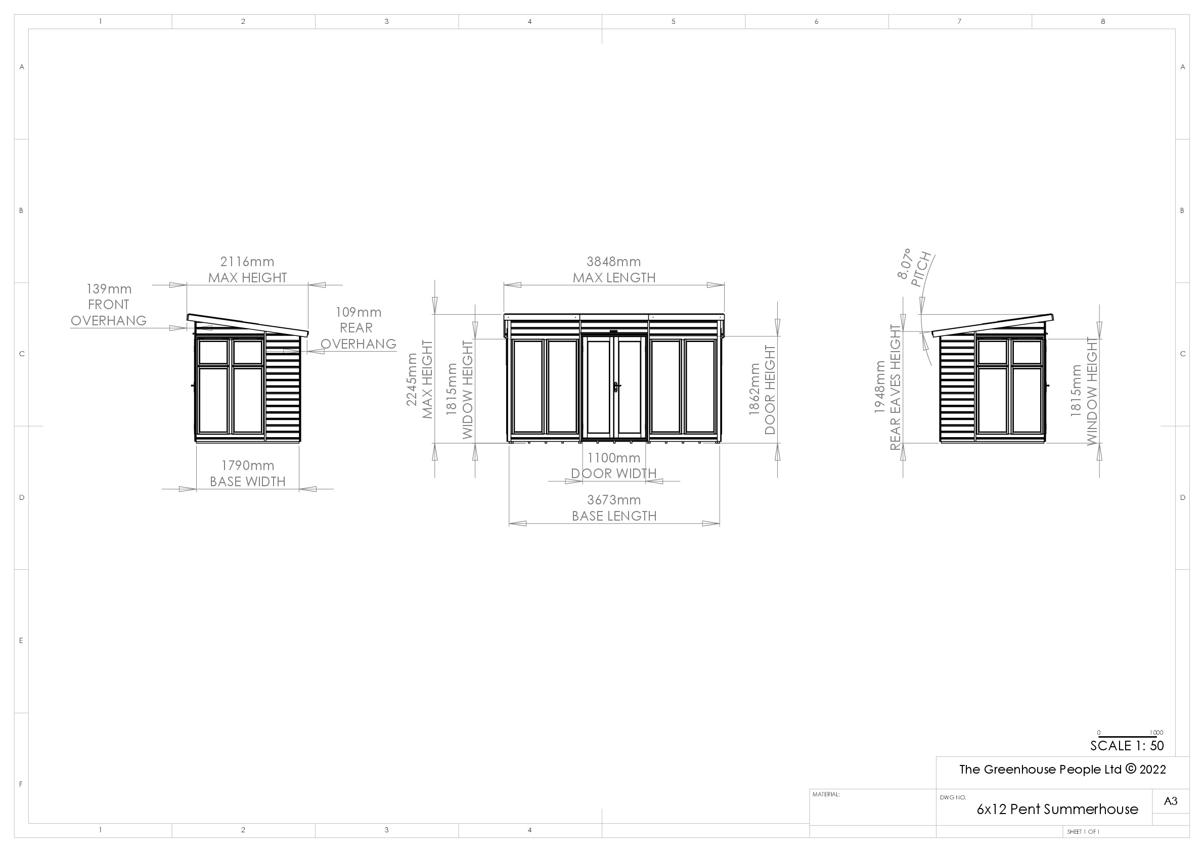 Instructions file 6 x 12 Pent Summerhouse Dimensions