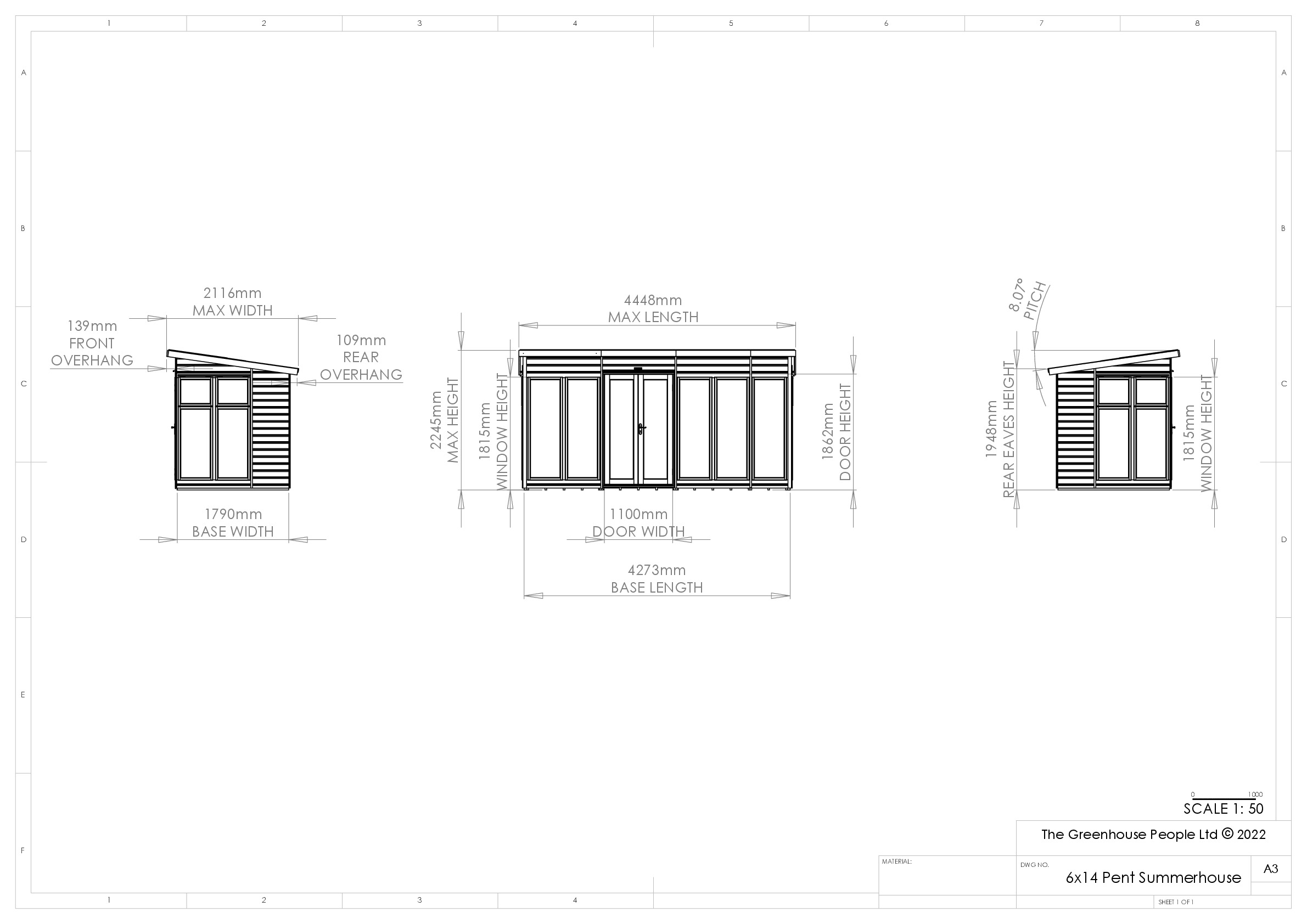 Instructions file 6 x 14 Pent Summerhouse Dimensions