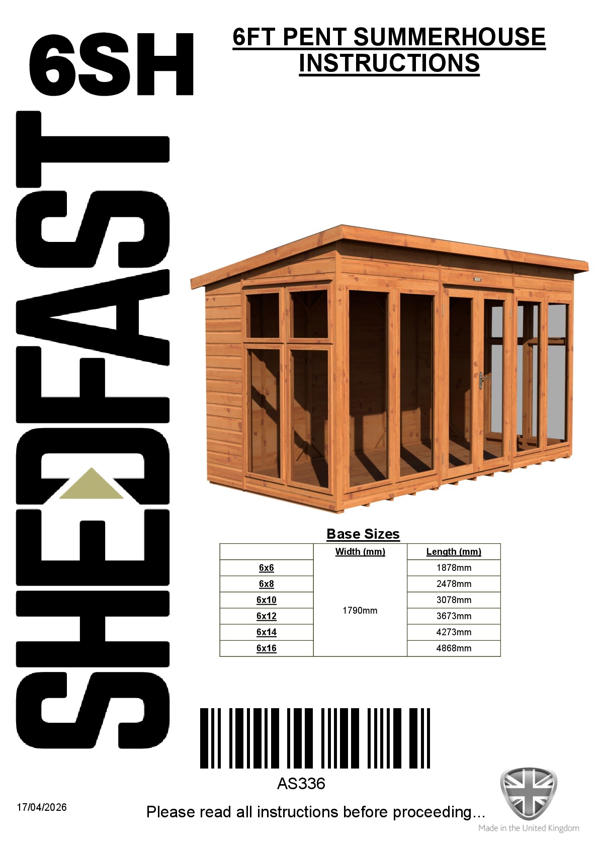 Instructions file 6ft Pent Summerhouse Instructions