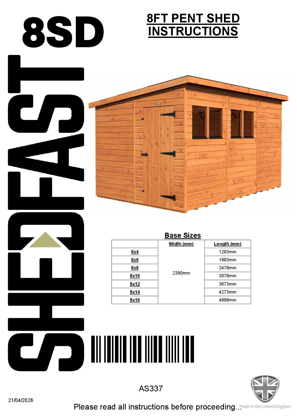 Instructions file 8ft Pent Shed Instructions
