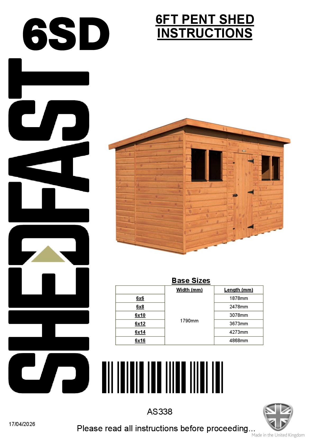 Instructions file 6ft Pent Shed Instructions