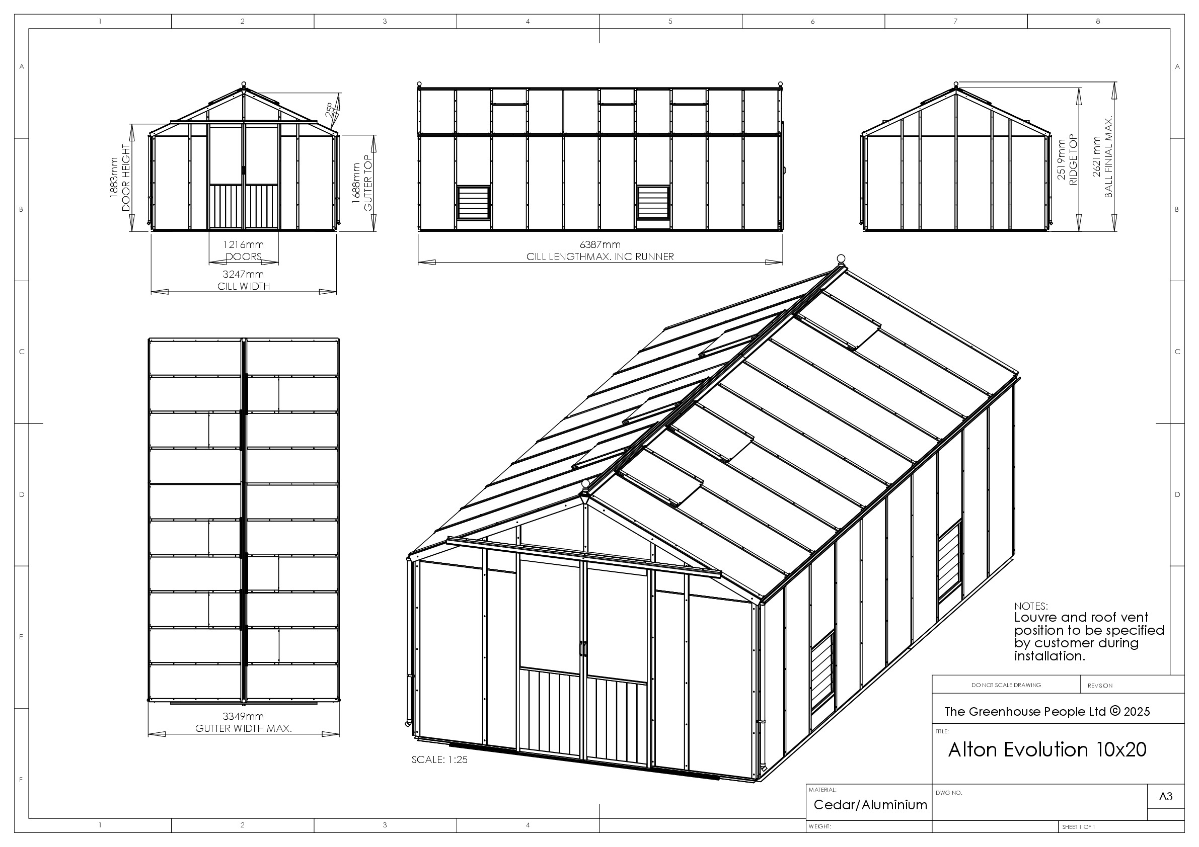 Instructions file 10 x 20 Alton Evo Dimensions	
