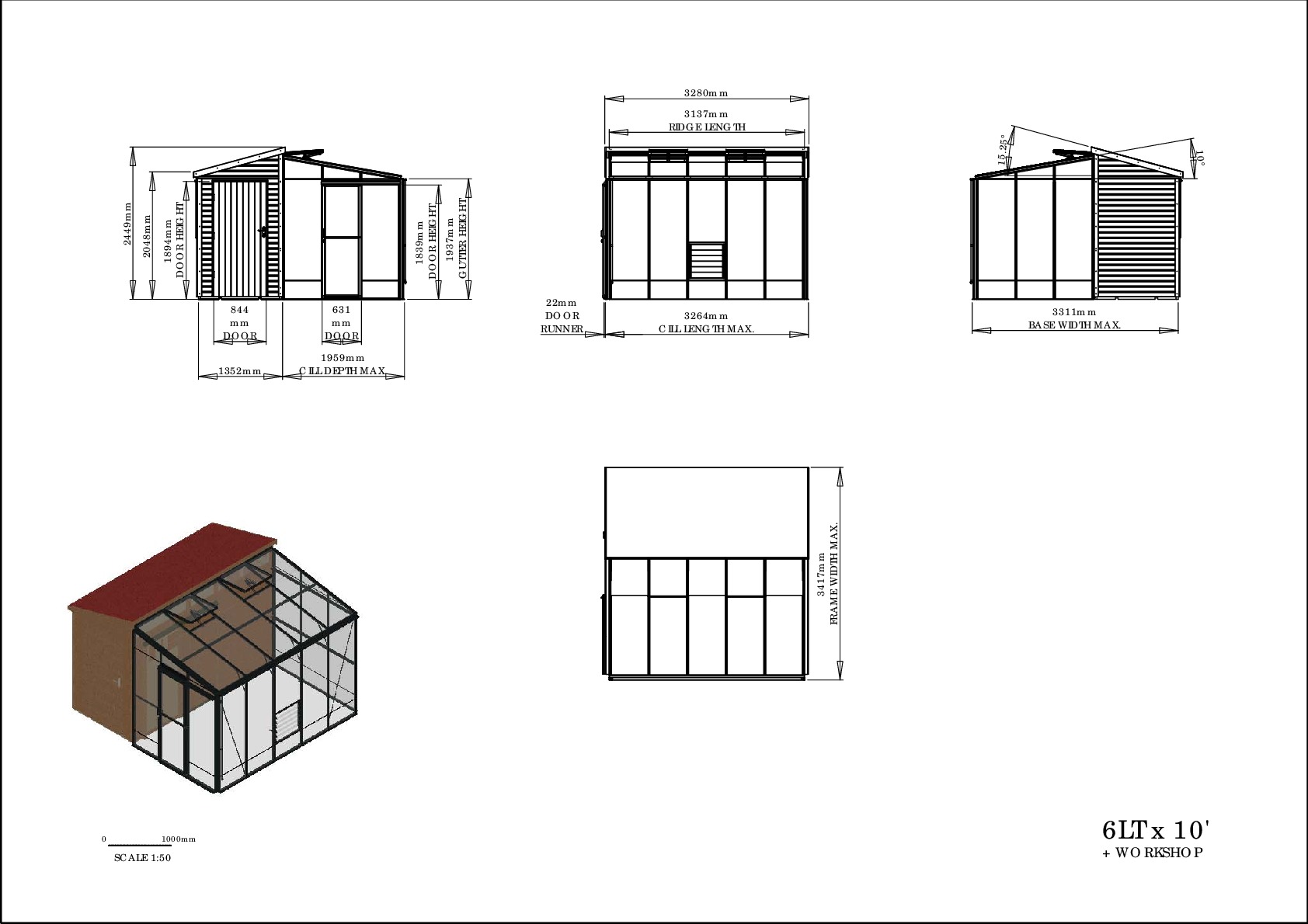 Instructions file 6lt x 10 Rob lean-to / 4' fusion shed hybrid dims drawing  