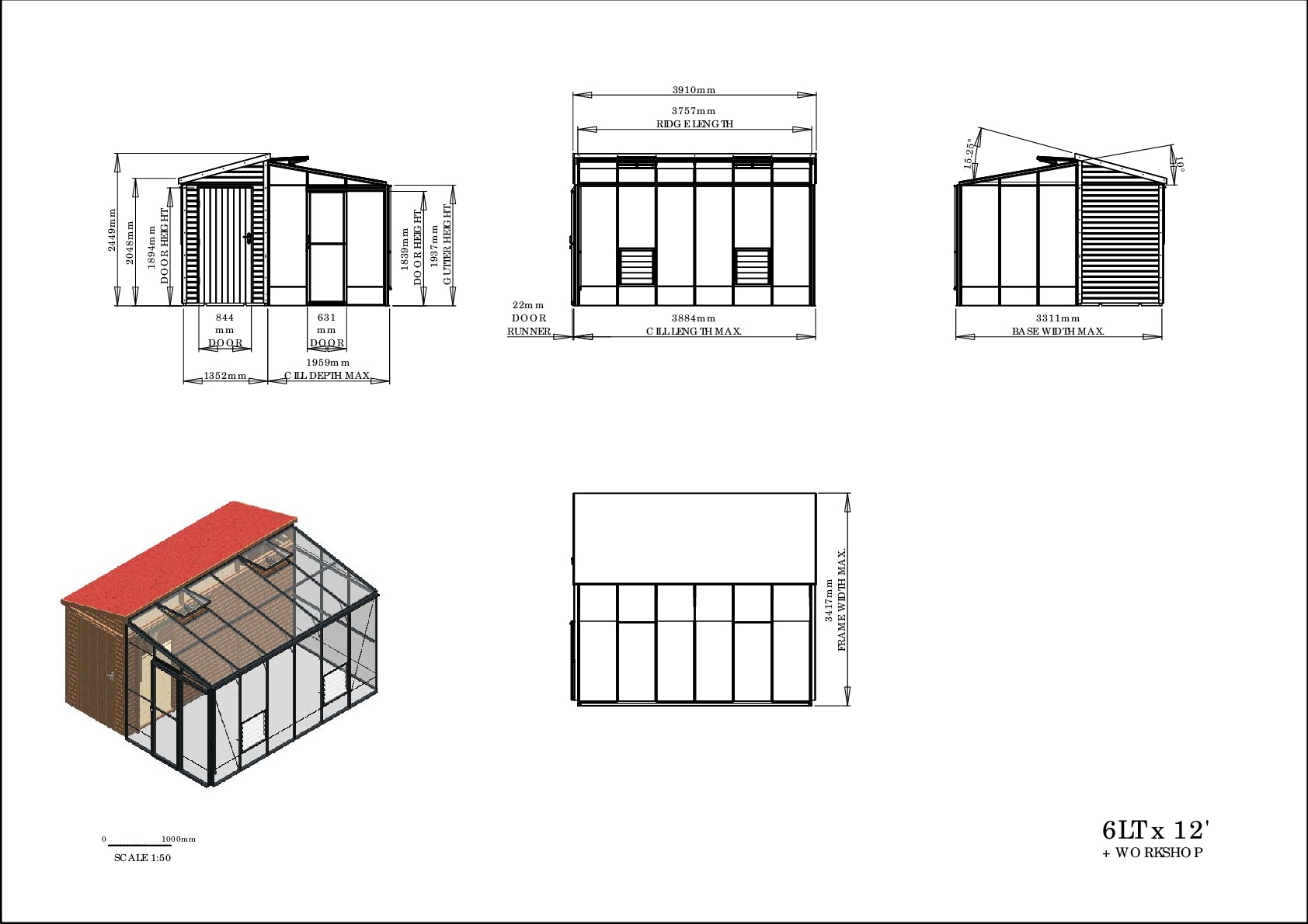 Instructions file 6lt x 12 Rob lean-to / 4' fusion shed hybrid dims drawing	