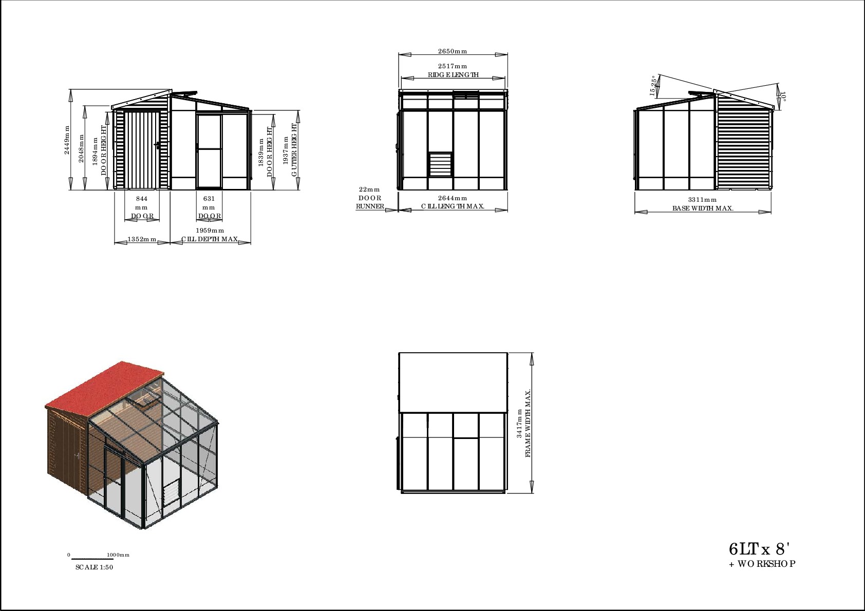 Instructions file 6lt x 8 Rob lean-to / 4' fusion shed hybrid dims drawing	