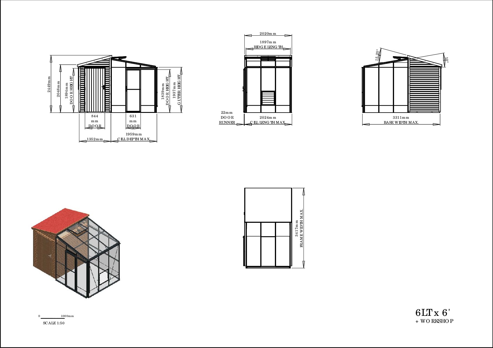 Instructions file 6lt x 6 Rob lean-to / 4' fusion shed hybrid dims drawing	