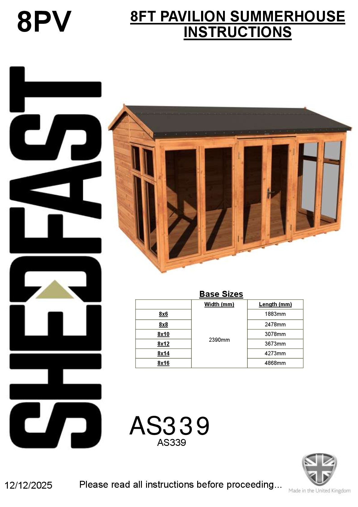 Instructions file 8ft Pavilion Summerhouse Instructions