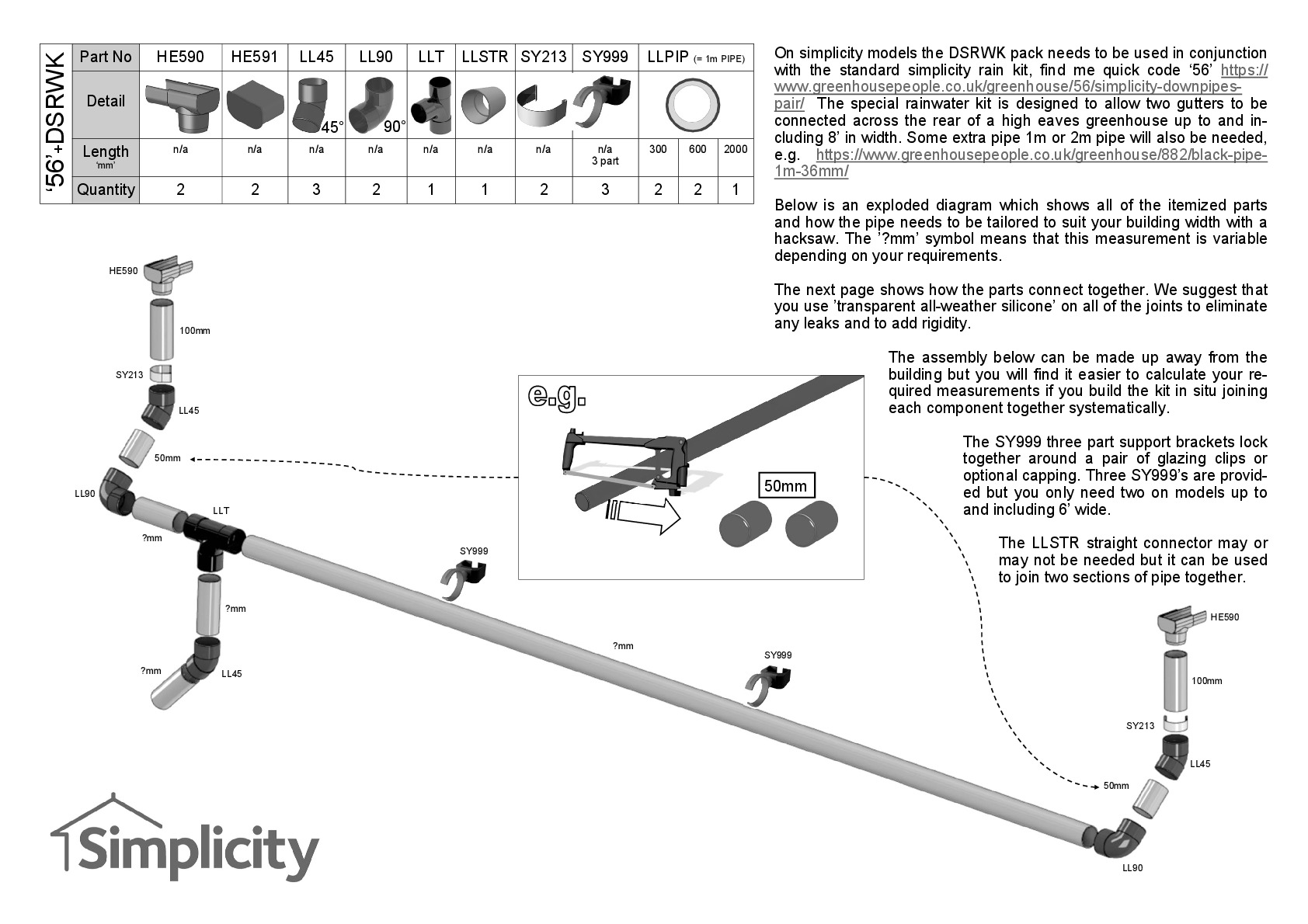 Instructions file 36mm Pipe Simplicity Special Rainwater Kit Instructions