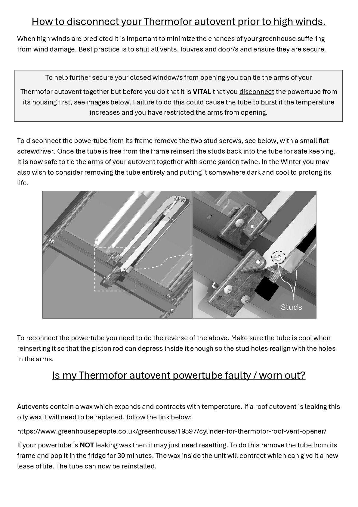 Instructions file Thermofor wind damage prevention