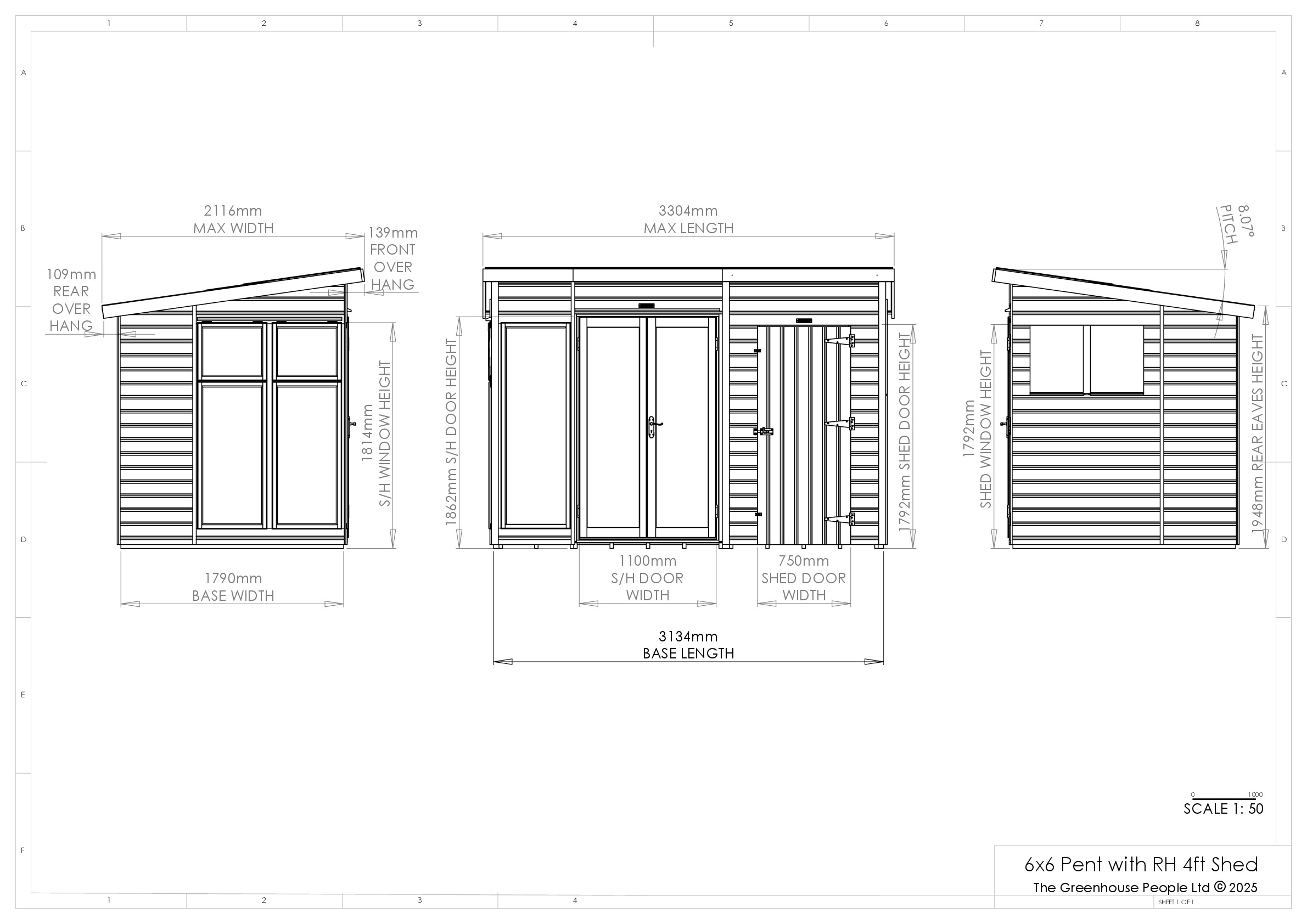 Instructions file 6x6 Shedfast Pent with RH 4ft Shed Dimensions Drawings