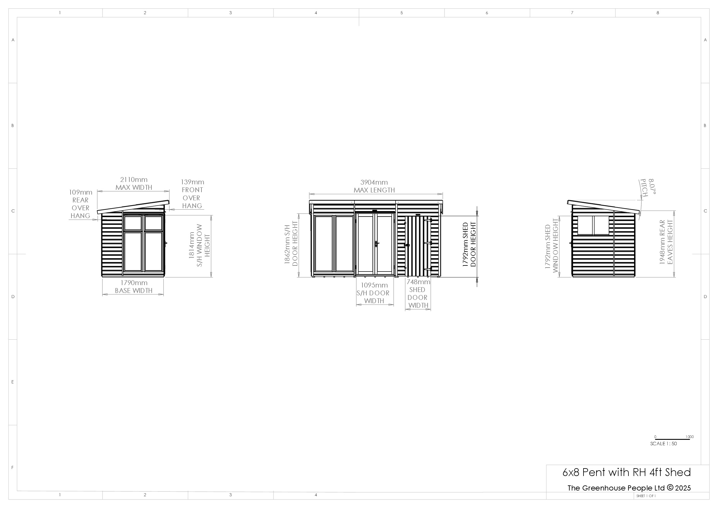 Instructions file 6x8 Shedfast Pent with RH 4ft Shed Dimensions Drawings