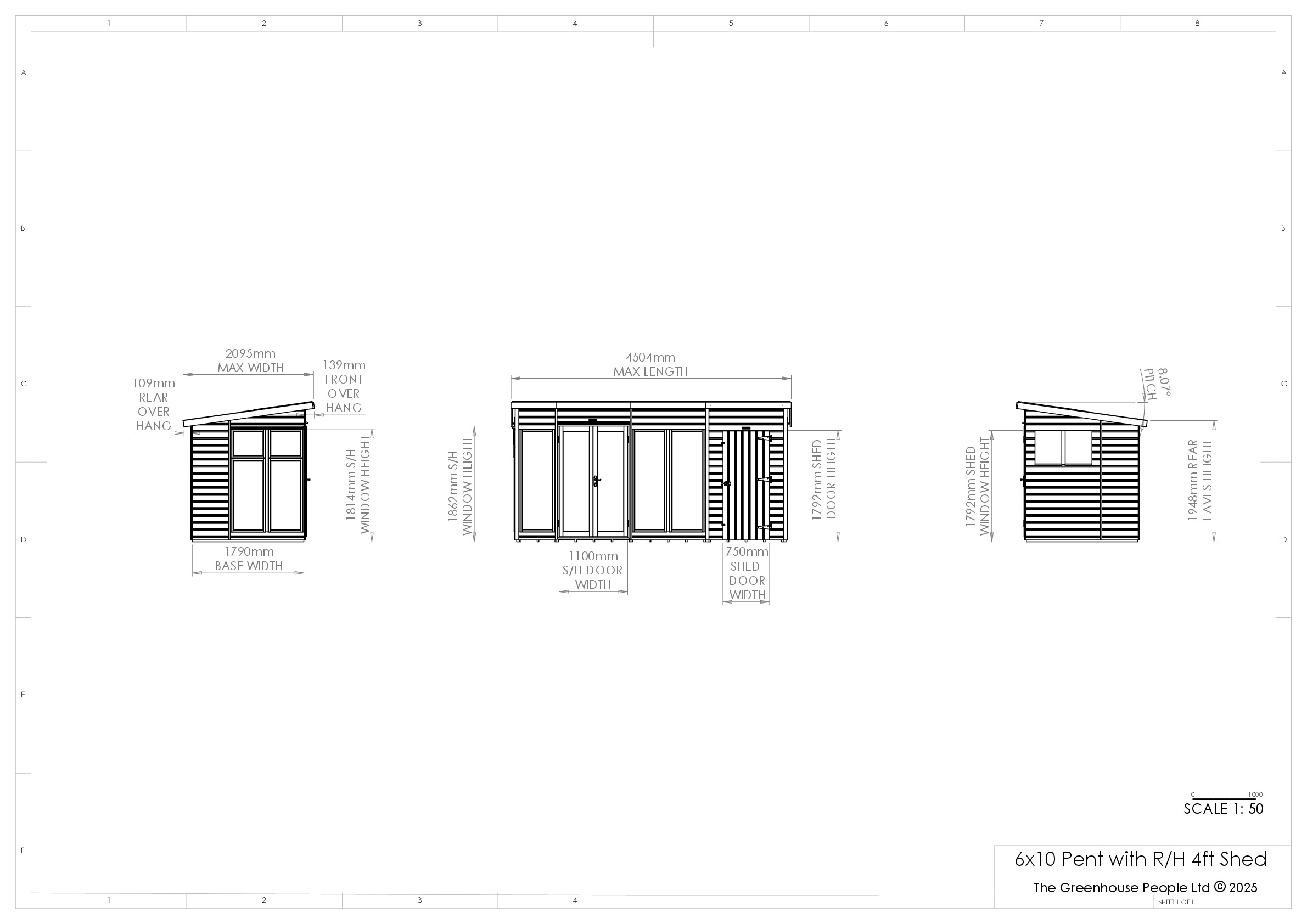 Instructions file 6x10 Shedfast Pent with RH 4ft Shed Dimensions Drawings