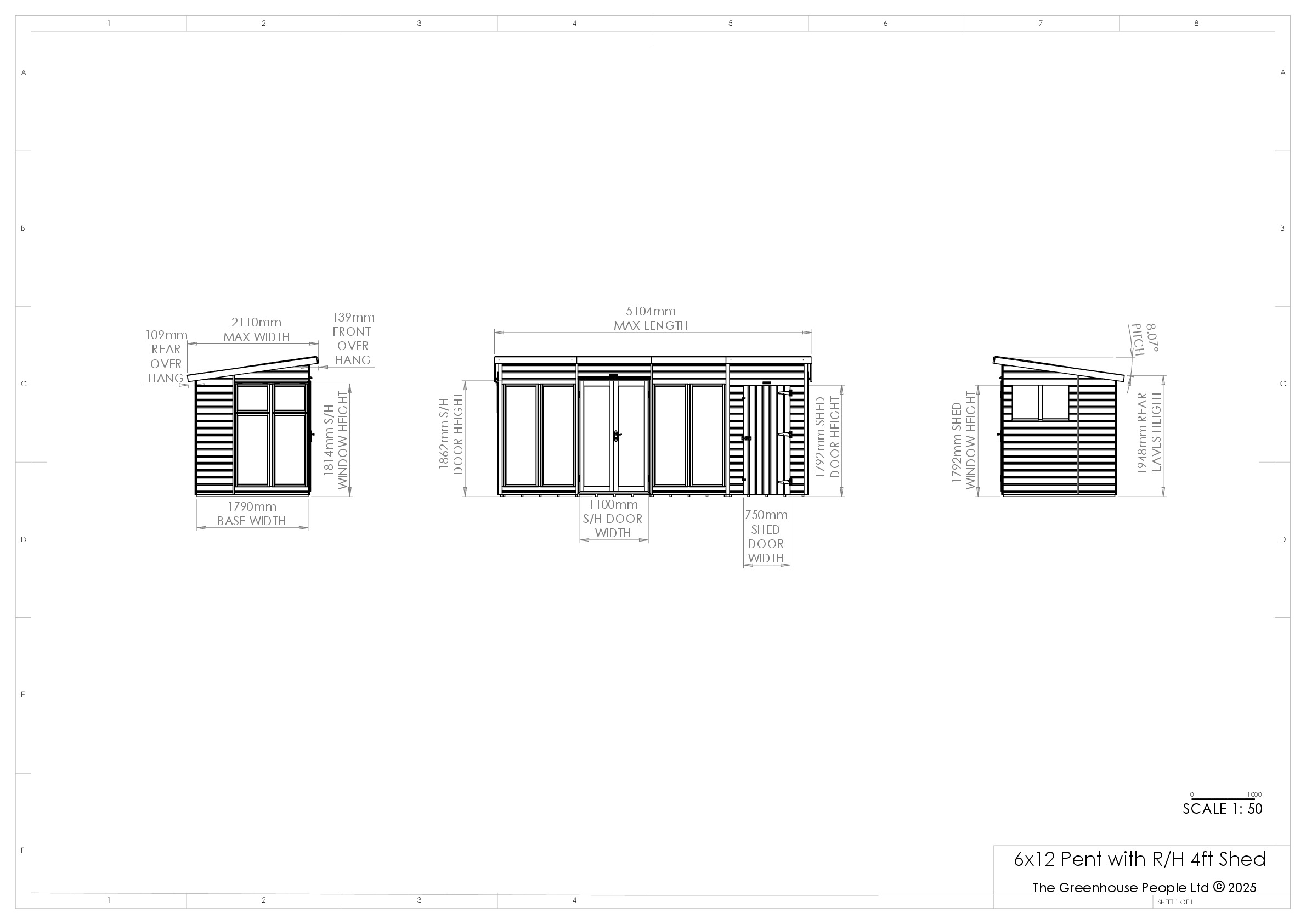 Instructions file 6x12 Shedfast Pent with RH 4ft Shed Dimensions Drawings
