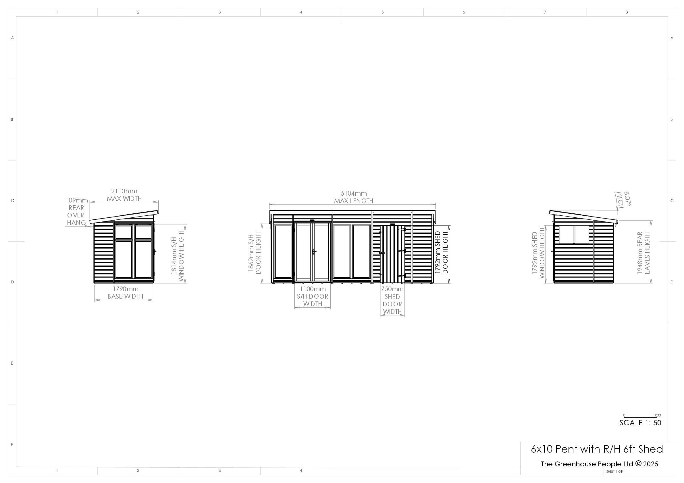Instructions file 6x10 Shedfast Pent with RH 6ft Shed Dimensions Drawings